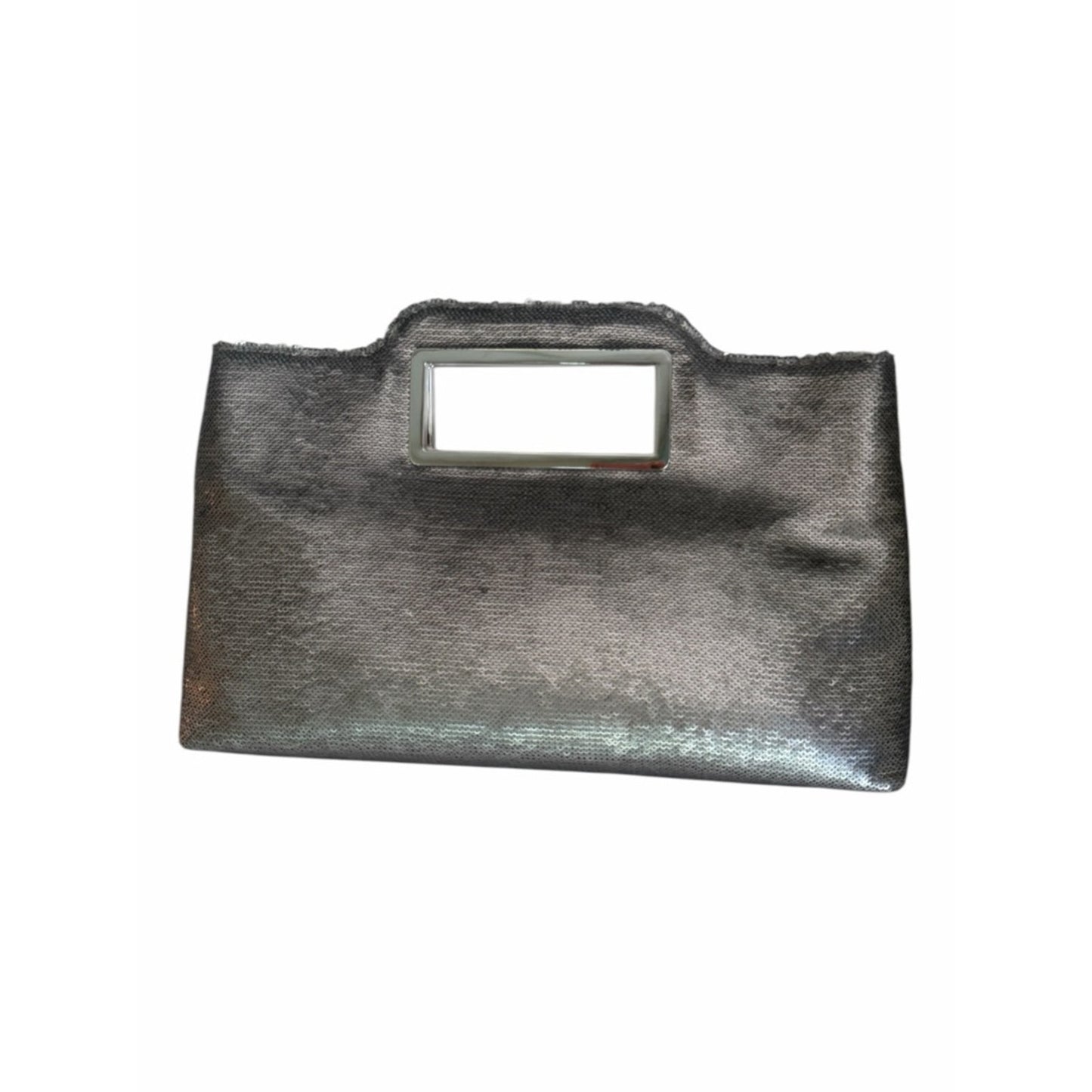 NWT INC Judith Dark Silver Sequin Clutch Crossbody Evening Wedding Bag