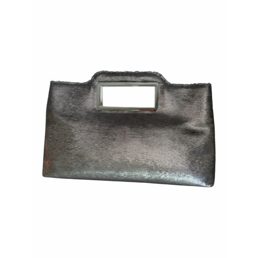 NWT INC Judith Dark Silver Sequin Clutch Crossbody Evening Wedding Bag