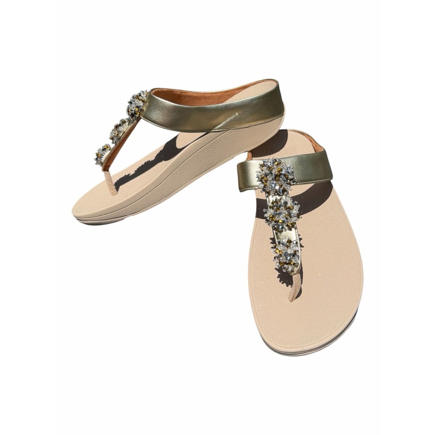 FitFlop Galaxy Embellished Toe Thong Sandals Gold Size 9 NIB Comfort Sandals