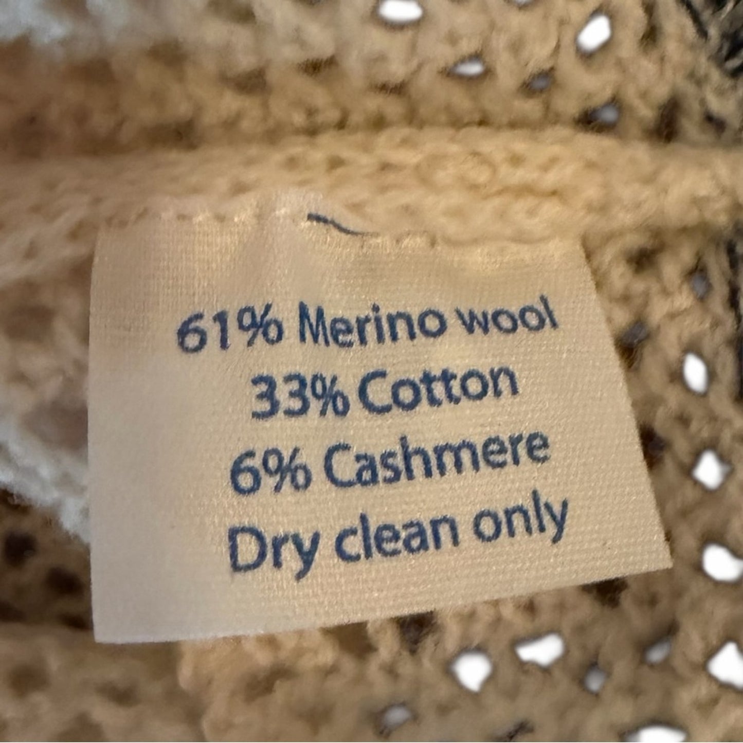 Cardigan New York Merino Wool Cashmere Sweater Ivory Navy Trim Size L NWT