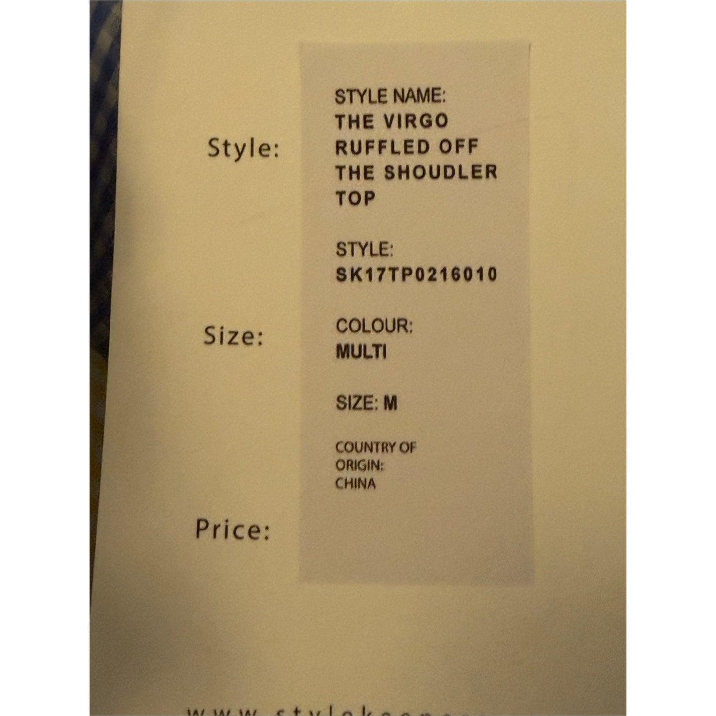 StyleKeepers The Virgo Ruffled Off-the-Shoulder Top | NWT | Med| Multi Gingham