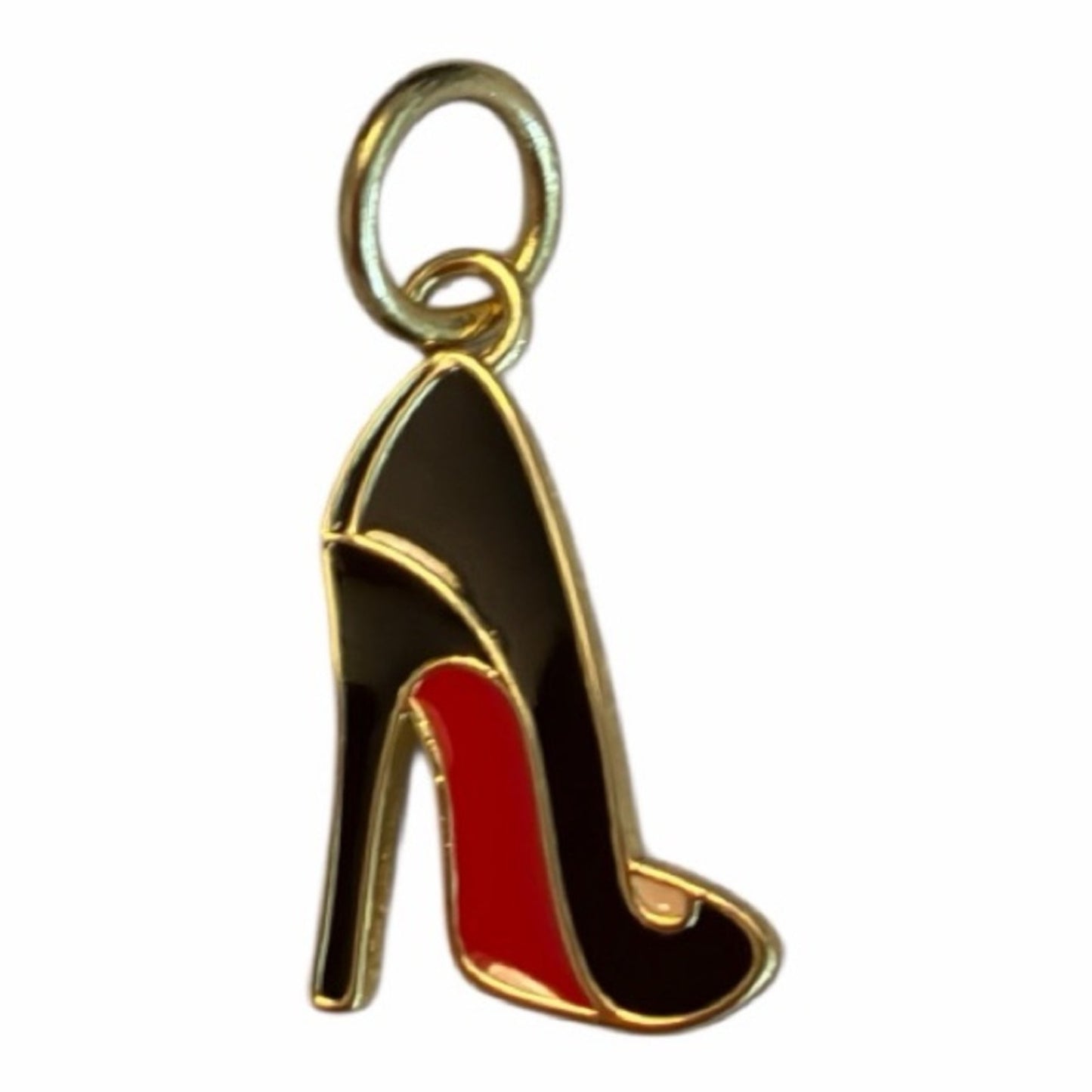 Christian Louboutin Iconic Sgnature Red Bottom Black High Heel Charm NIB