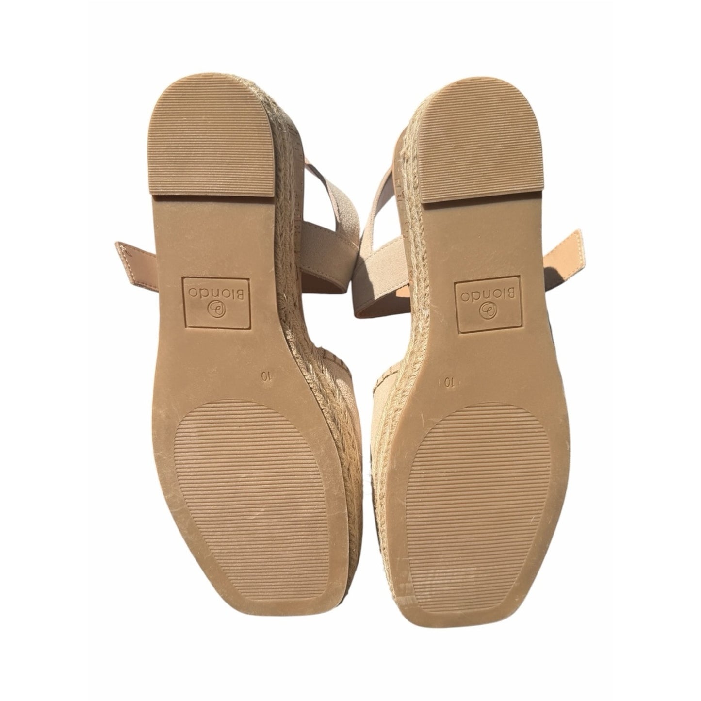 Blondo Leather Espadrille Wedge Sandals Nude Beige Size 10 NEW In Box