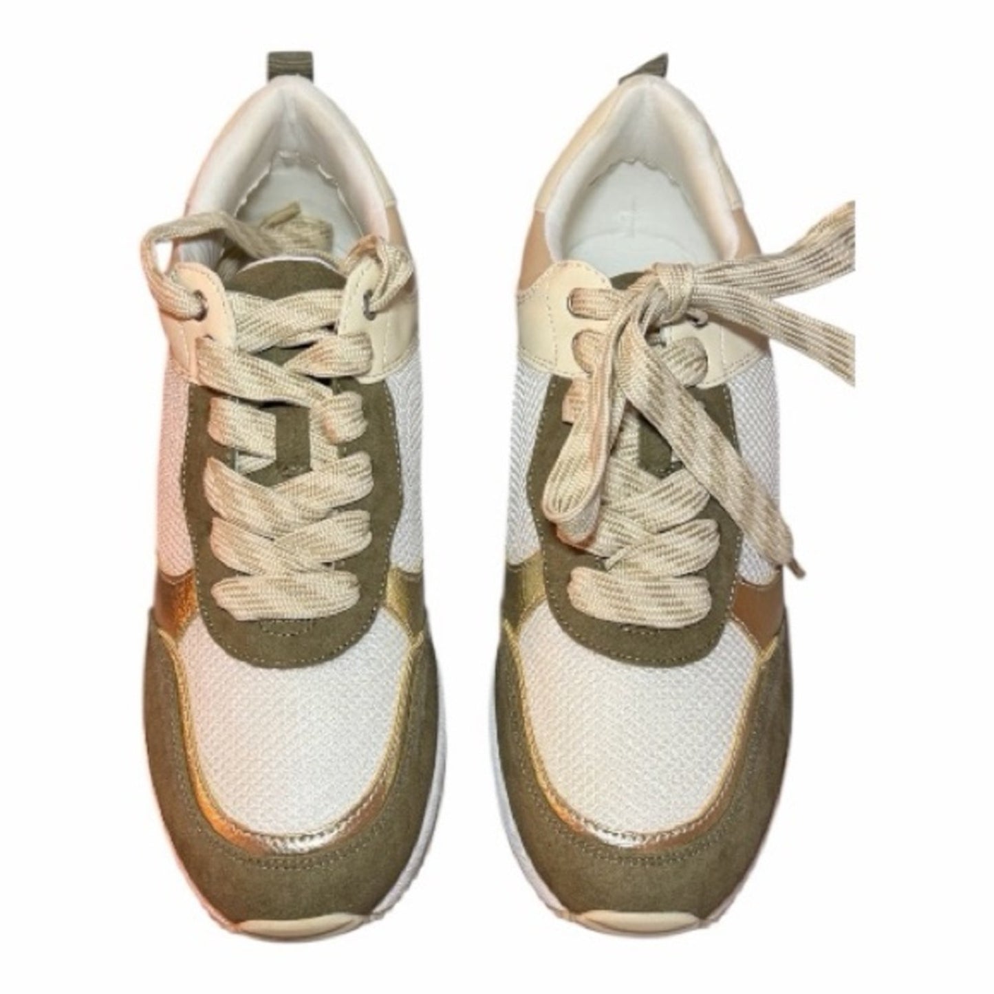 NIB J/Slides Khaki/Gold BEBE Sneaker Women’s Size 8