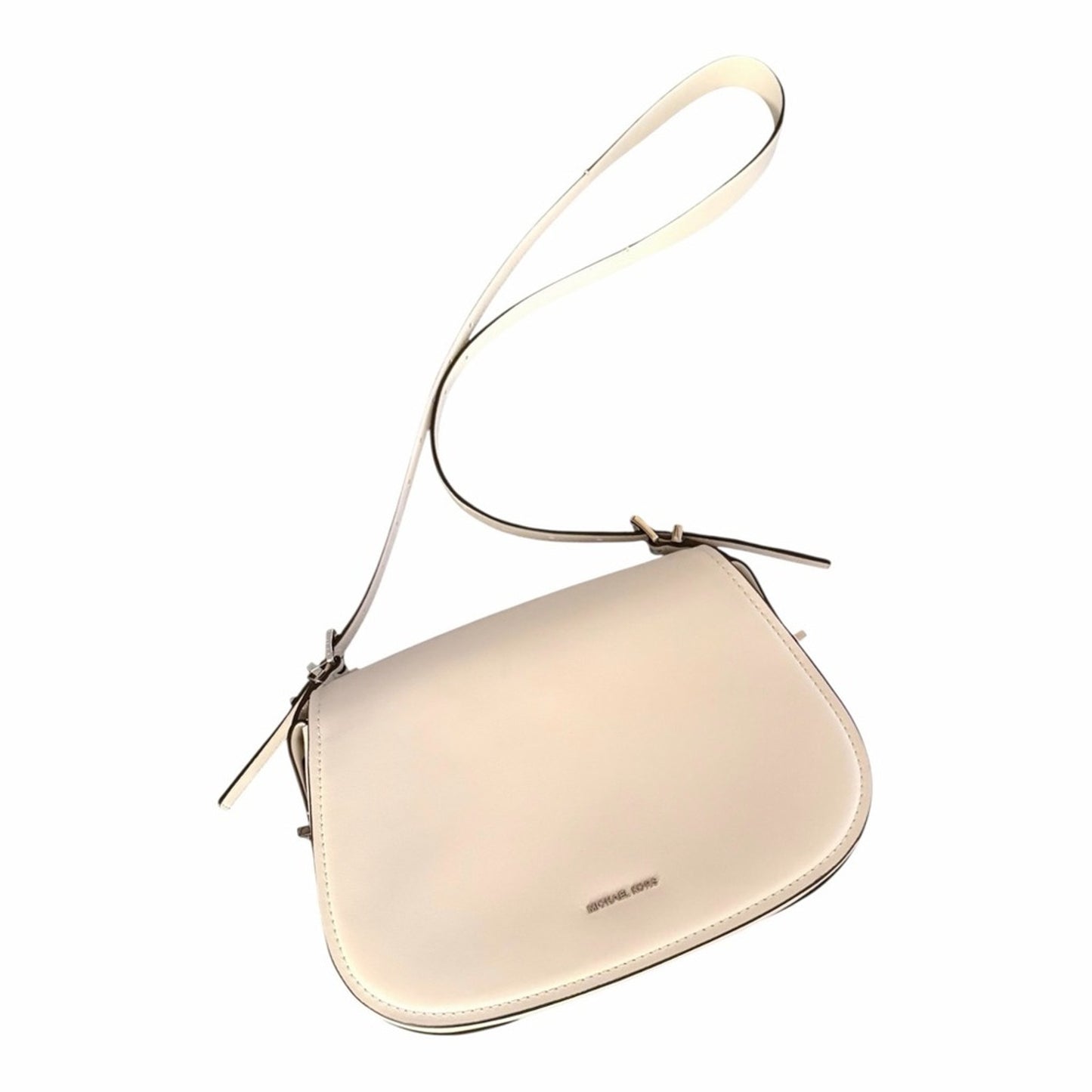 Michael Kors Lydia Medium Flap Messenger Crossbody Bag Optic White Leather NWT