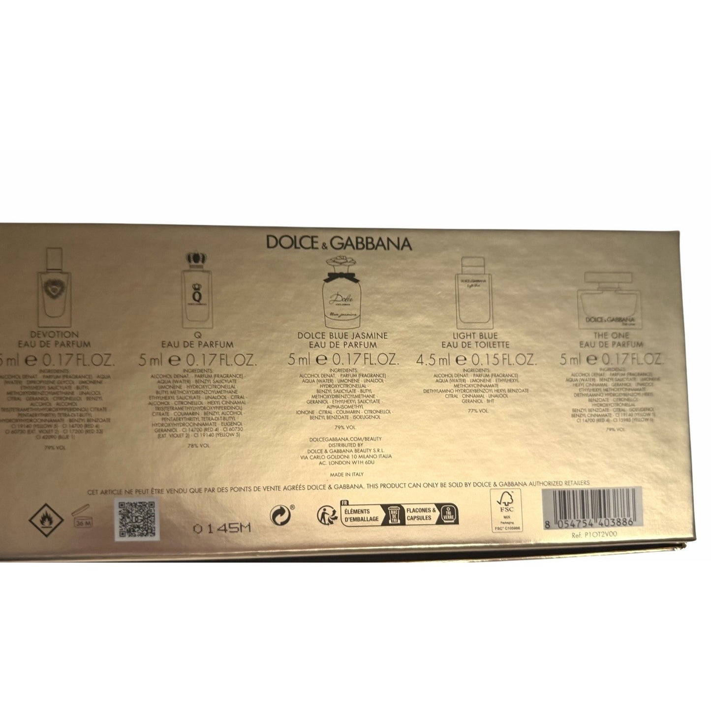 Dolce & Gabbana Mini Perfume Set 5x5ml Devotion Q Dolce Light Blue The One New