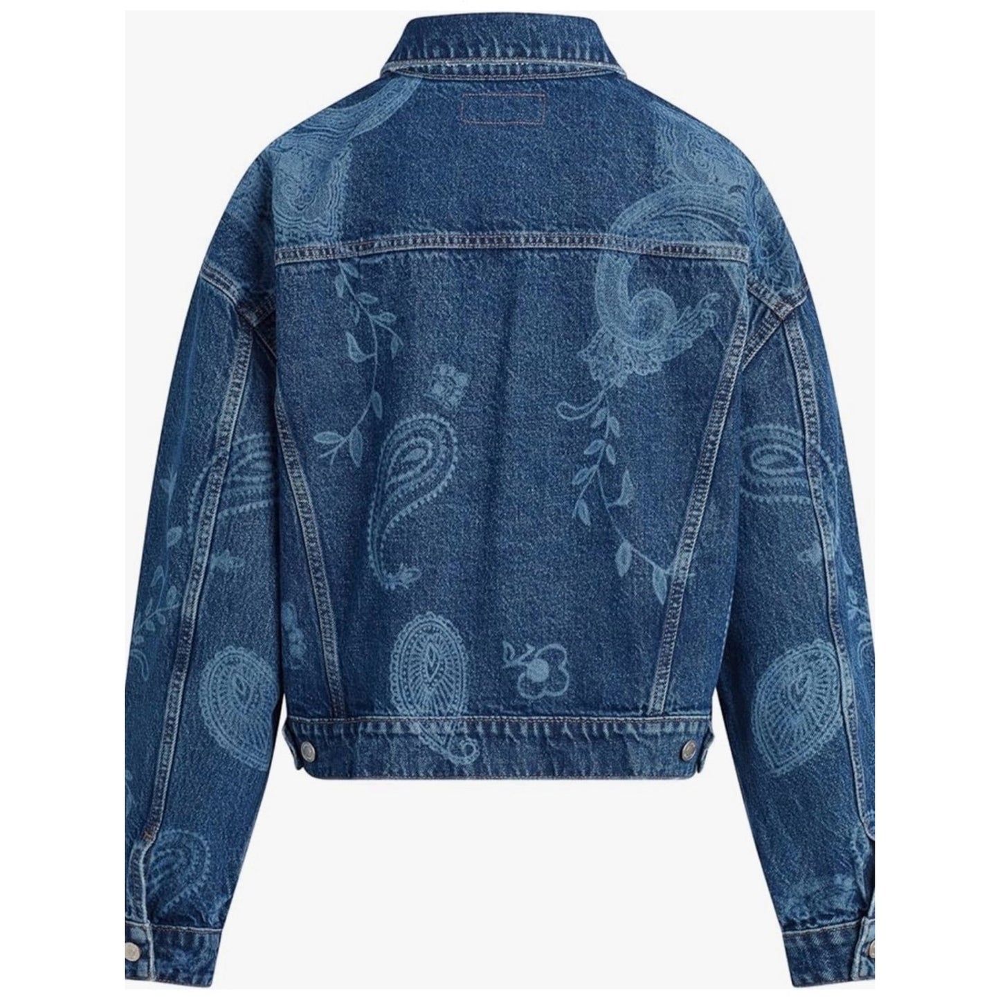 HUDSON Paisley Print Boyfriend Trucker Denim Jacket NWT Medium