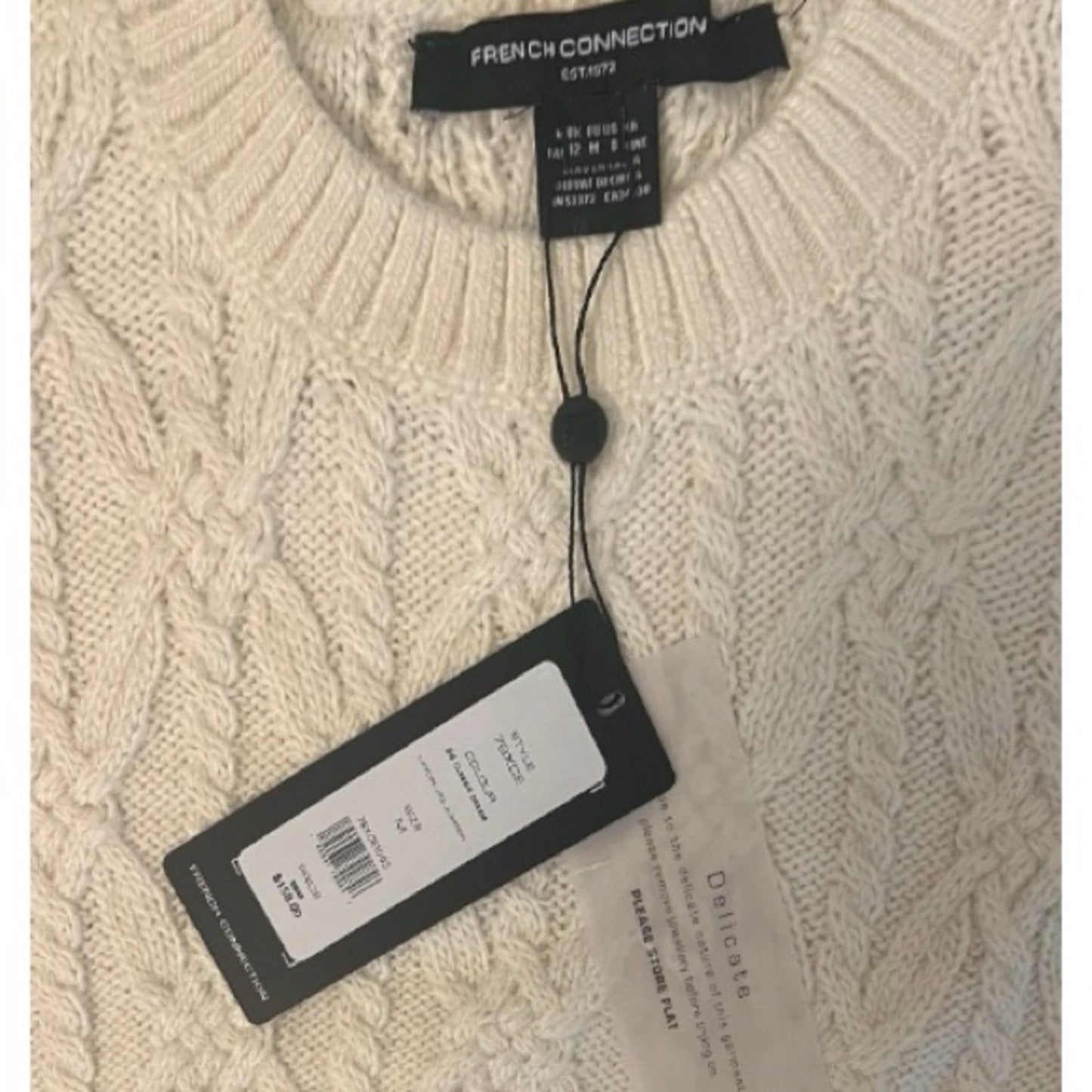 French Connection Layon Jini Cable Crewneck Cream Sweater Size M
NWT