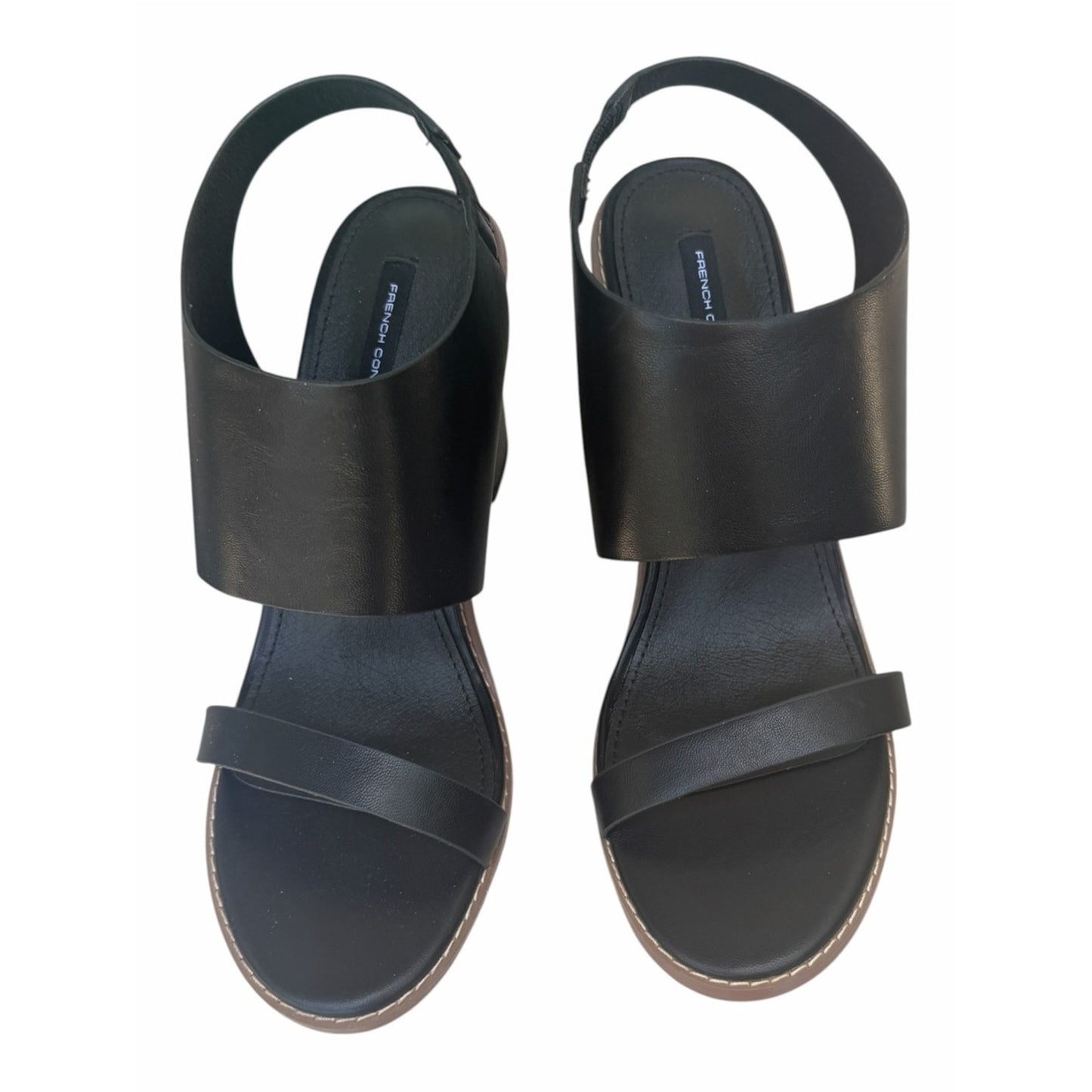 French Connection Lori Black Block Heel Slingback Sandals NIB Size 8.5