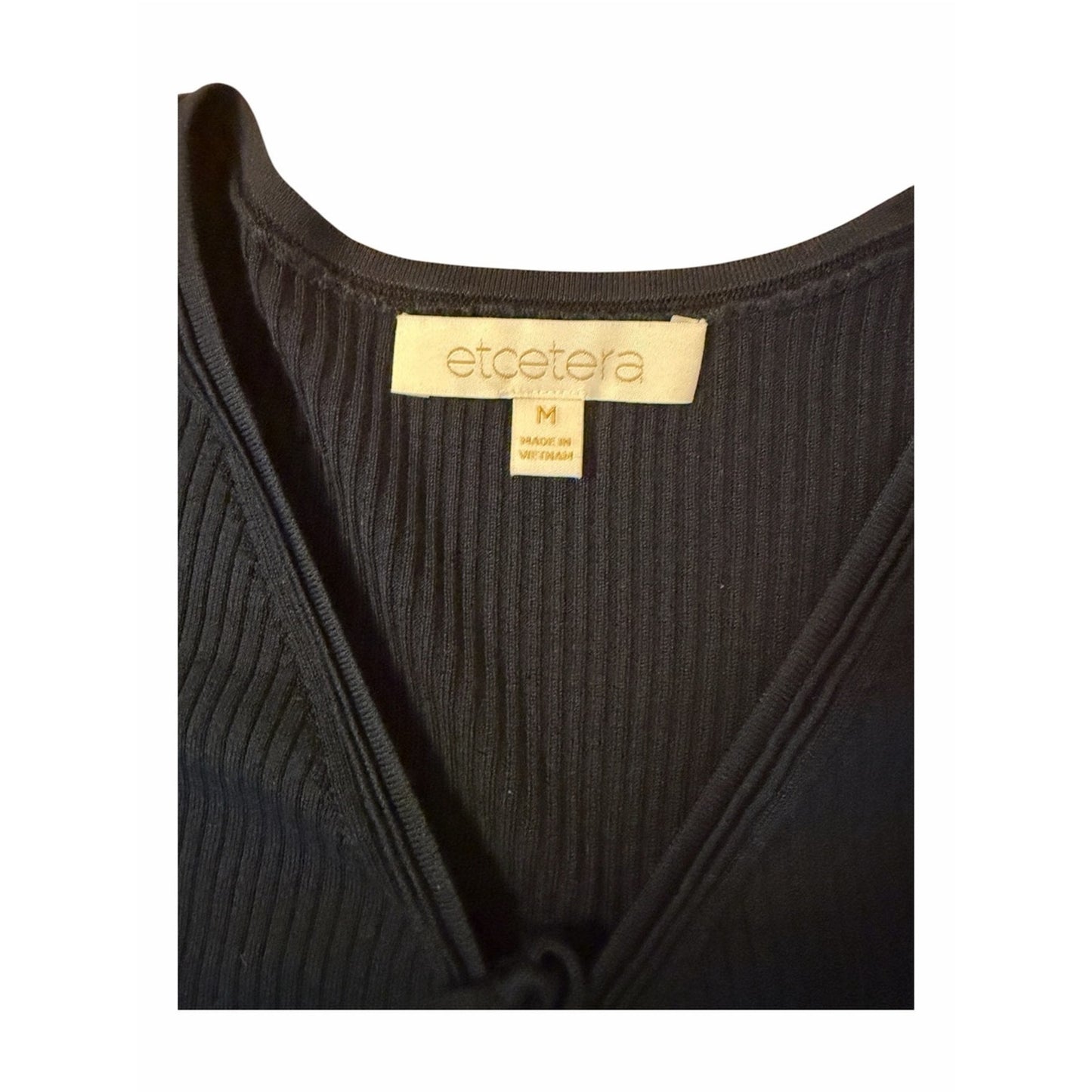 ETCETERA Black Silk Summer Sweater Tie Front Ribbed Cardigan M NWT