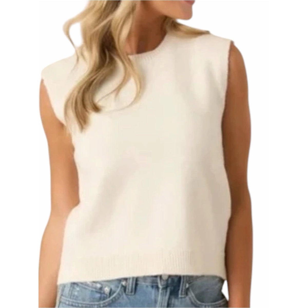 Prosperina Lila Ivory Knit Women’s Sweater Tank Vest Medium NWT