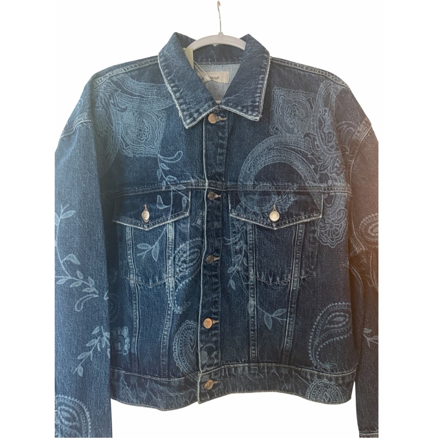 HUDSON Paisley Print Boyfriend Trucker Denim Jacket NWT Medium