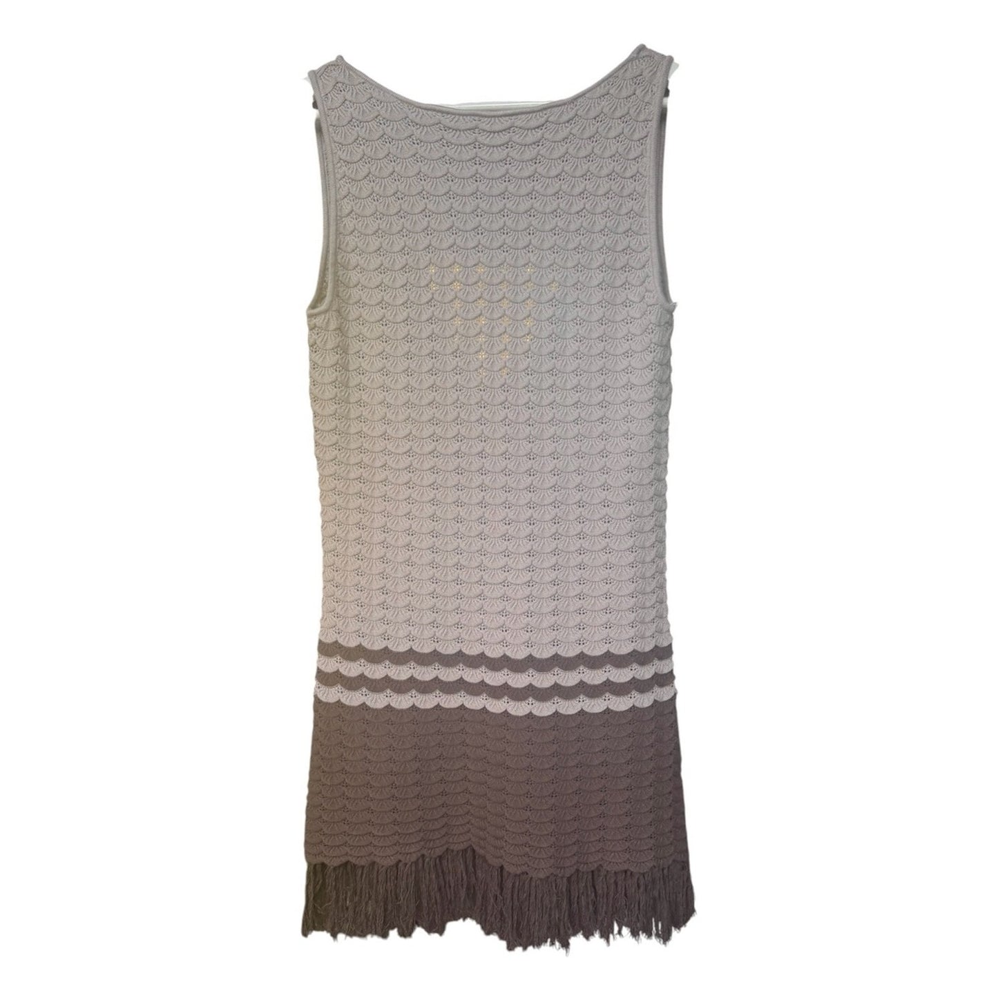 Torn by Ronny Kobo Sand & Cocoa Fringe Knit Dress Medium NWT Coastal Luxury