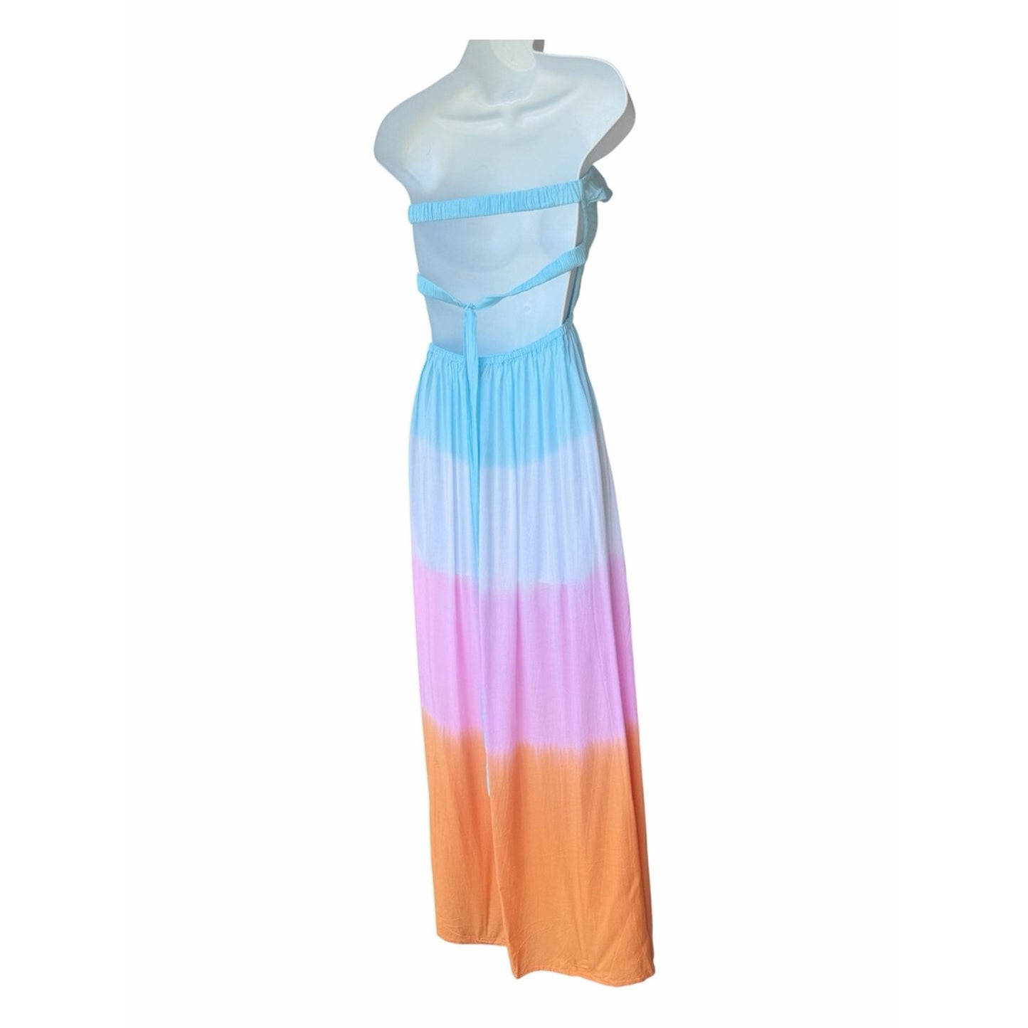 Tiare Hawaii NWT Blue Ombré Strapless Smocked Maxi Dress One Size M/L