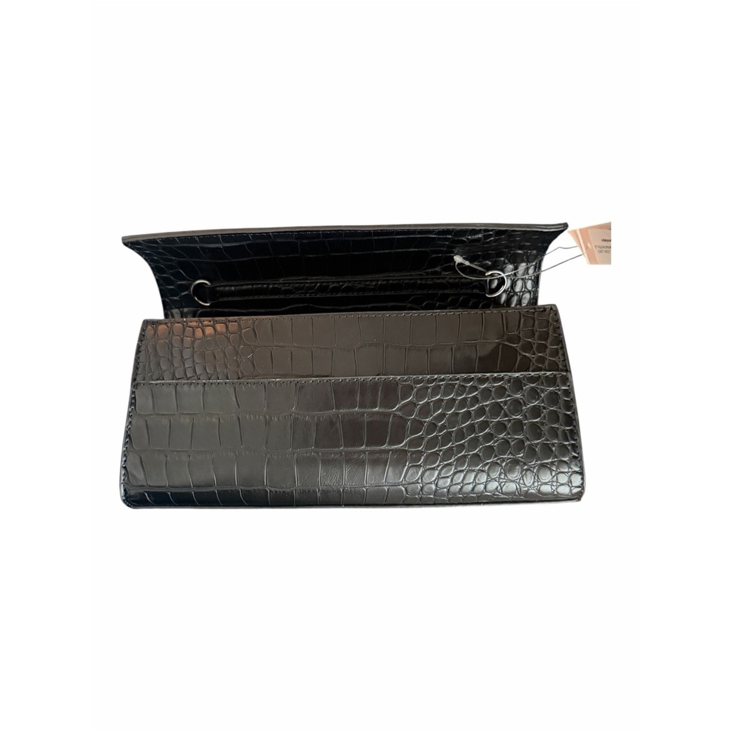 Aqua Black Croc Embossed East West Shoulder Bag Crossbody NWT