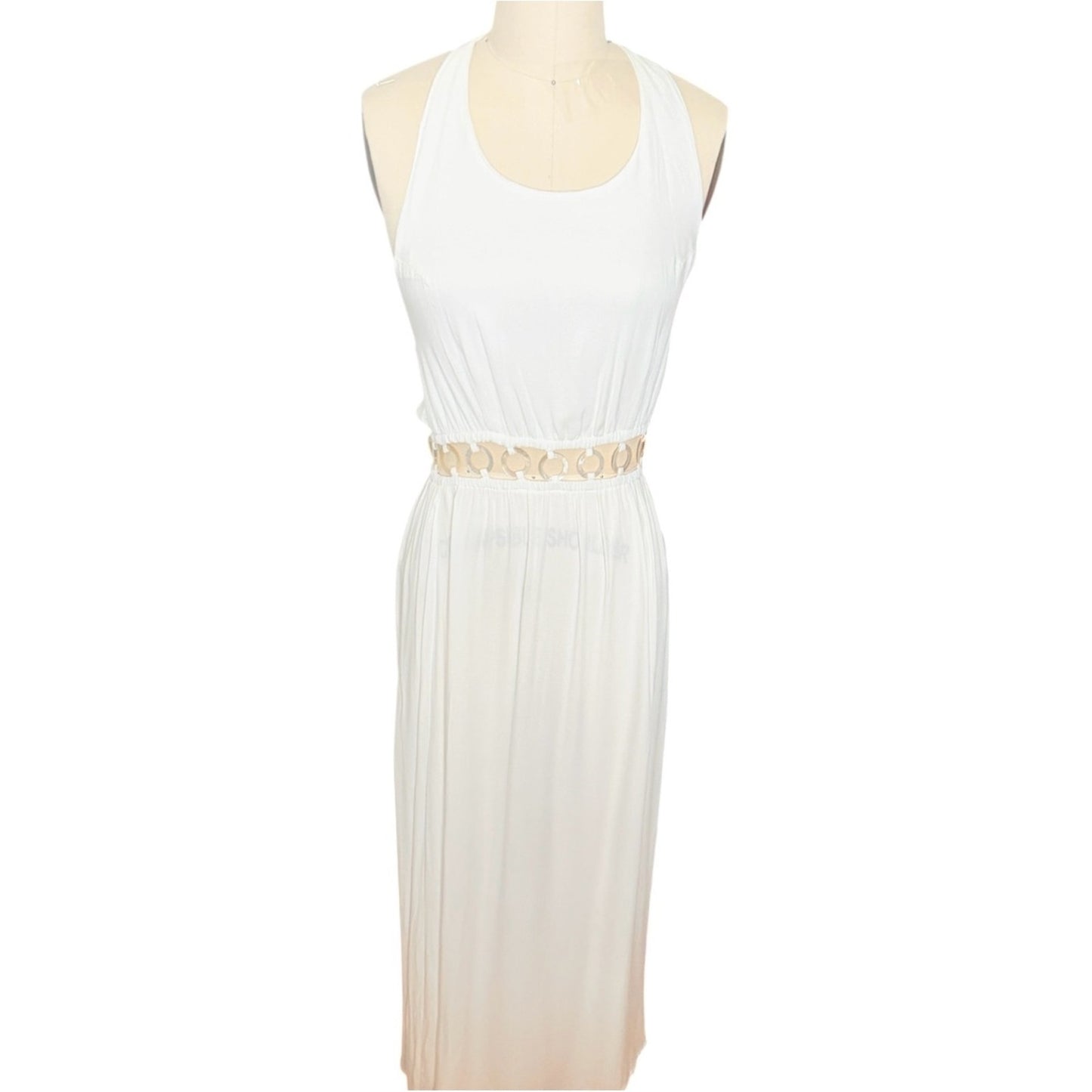 Tiare Hawaii Tidal Wave White Shell Cutout Maxi Dress NWT Size Med