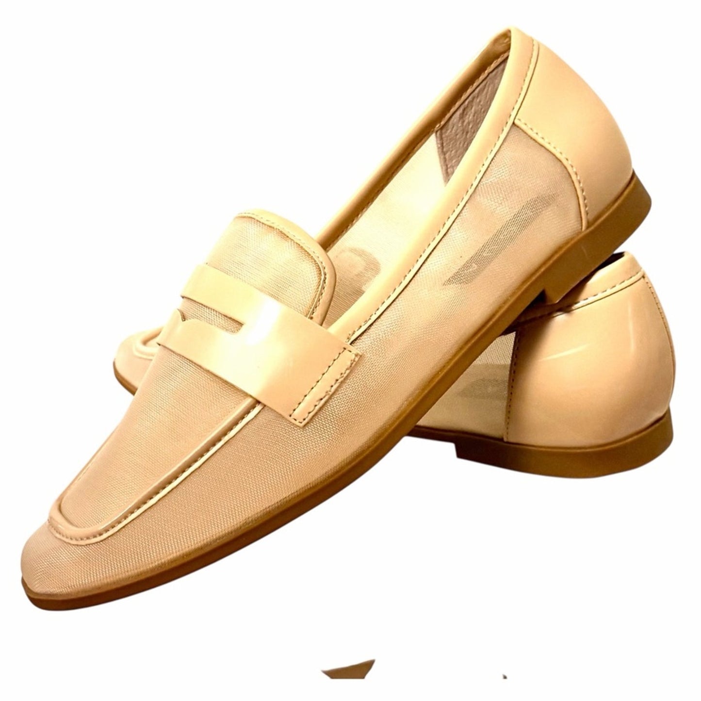 AQUA Neda Nude Loafers Size 10  Classic Academia Quiet Luxury Summer Flats