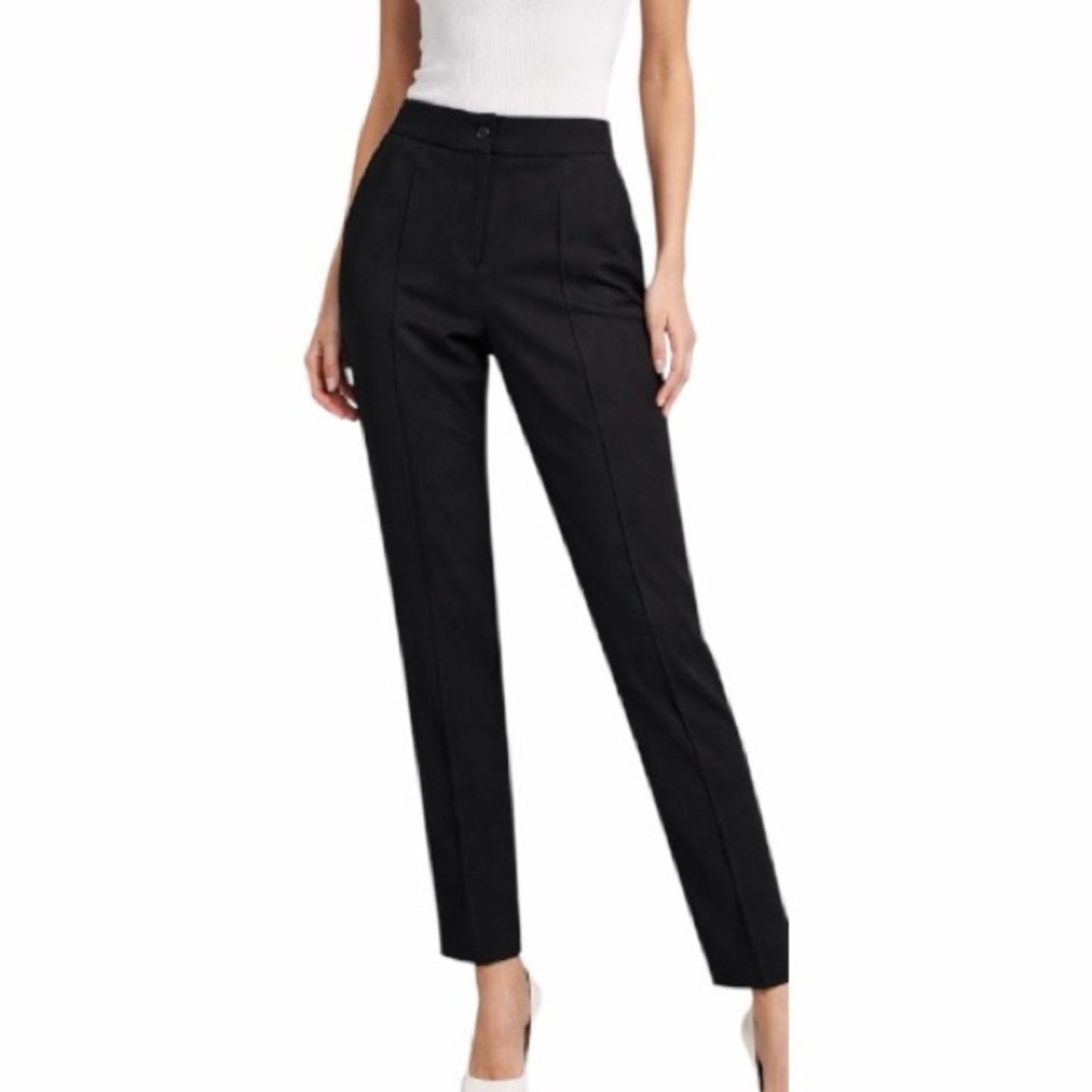 Moncler Stretch Tailored Trousers Black IT 44 Women’s Slim Straight Leg US 8-10