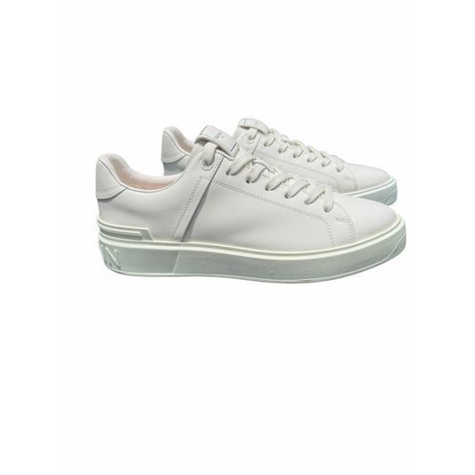 Balmain Paris B-Court White Leather Platform Sneakers EU 40 US 10 NIB