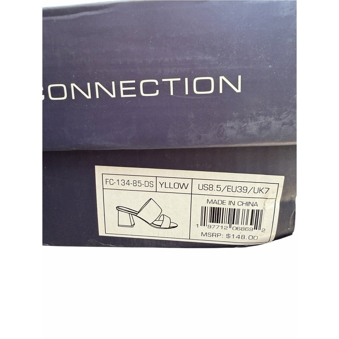 French Connection Yellow Croc Embossed Heeled Sandals Women’s 8.5 Clear Heel NIB