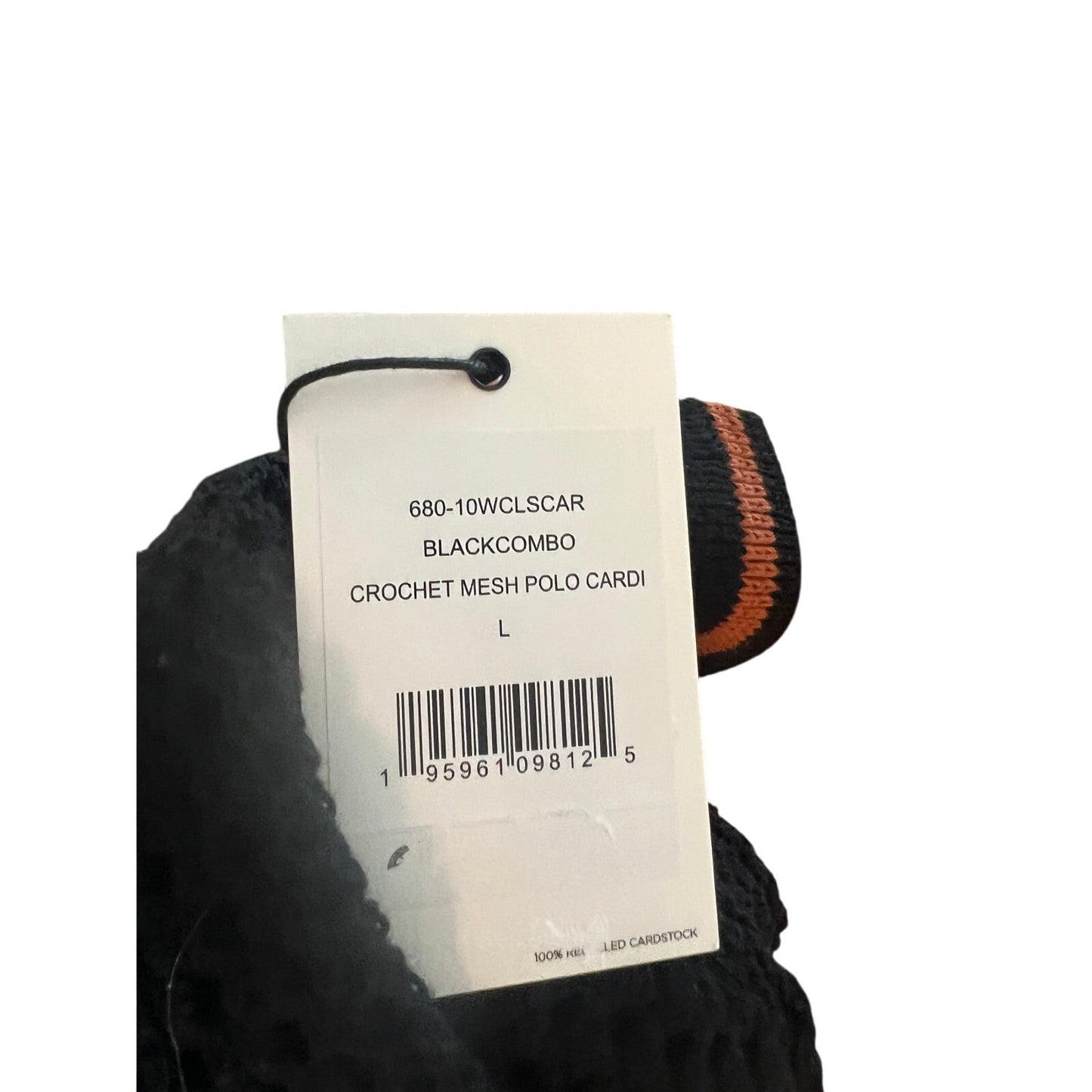 RE/DONE Black Crochet Mesh Polo Cardigan Women’s Size L