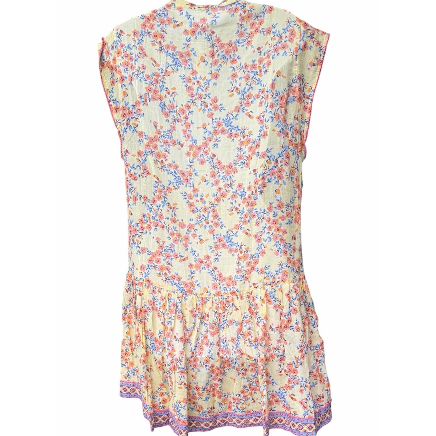 Poupette St. Barth Amora Drop Waist Cotton Mini Dress NWT Yellow Kookoo Bird M