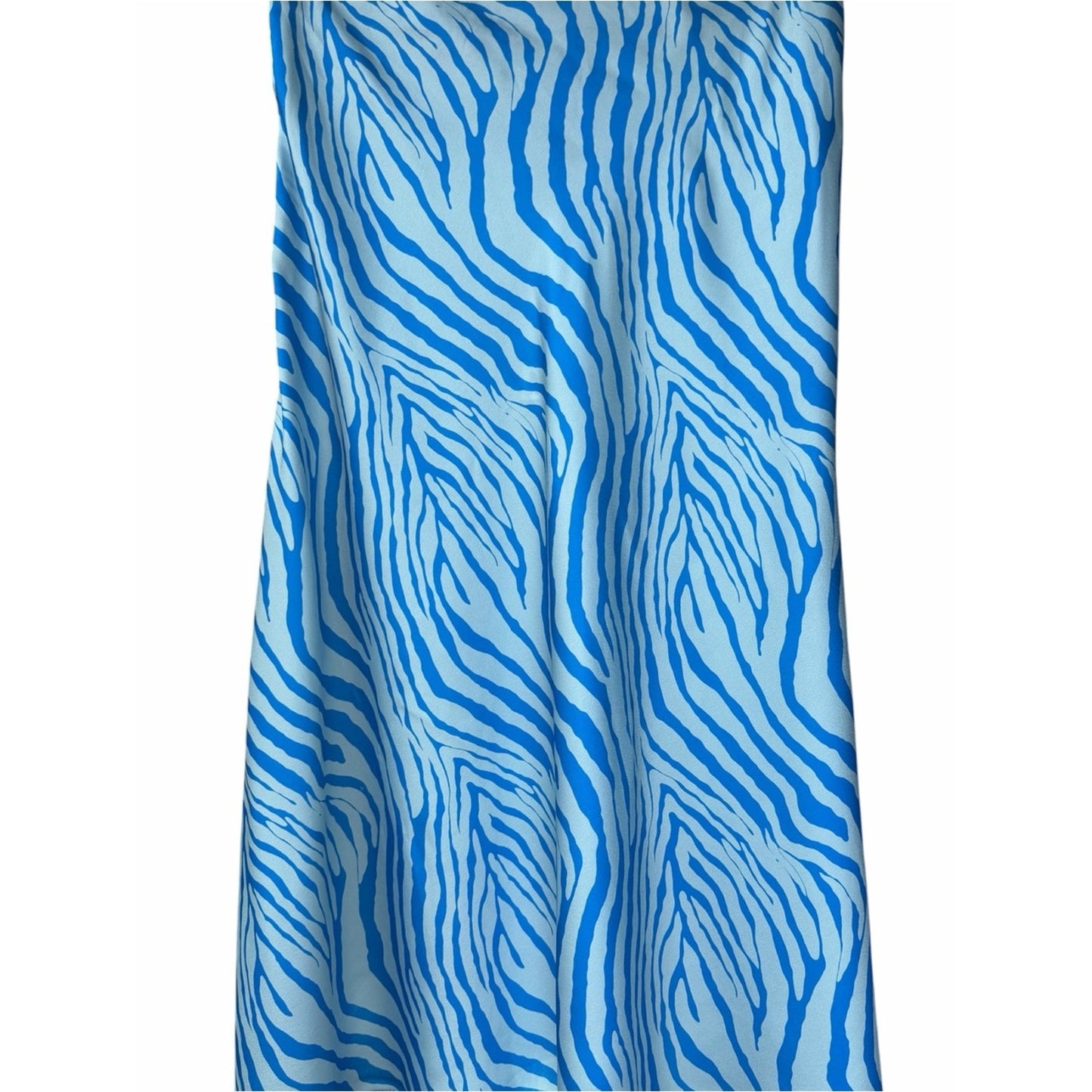 NWT Blue Ivory Zebra Print Midi Skirt Size M Coastal Resort Vacation Style