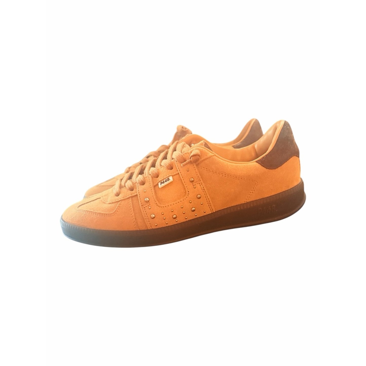 P448 Monza Cognac Sand Suede Studded Sneakers NIB EU 38 US 7.5/8