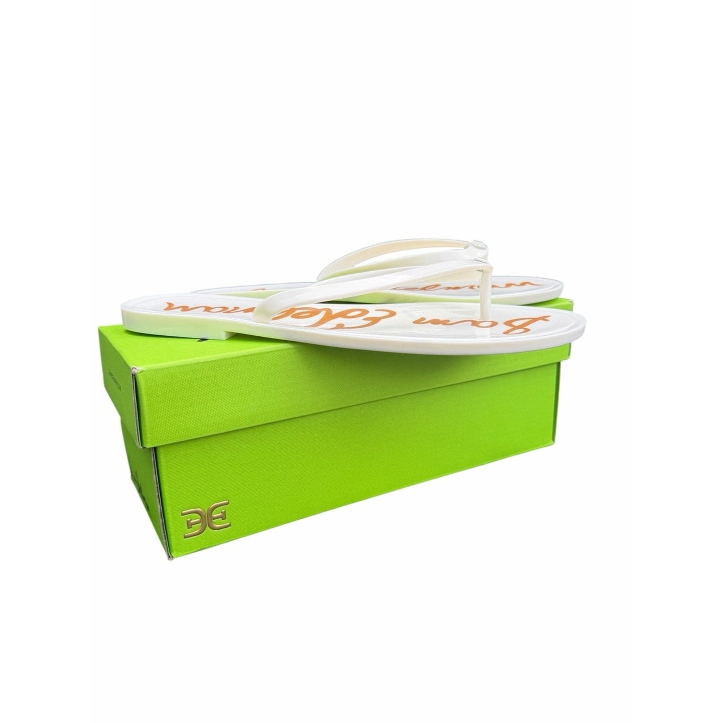 Sam Edelman Dean Jelly Flip Flops White Logo Sandals Size 8 New In Box