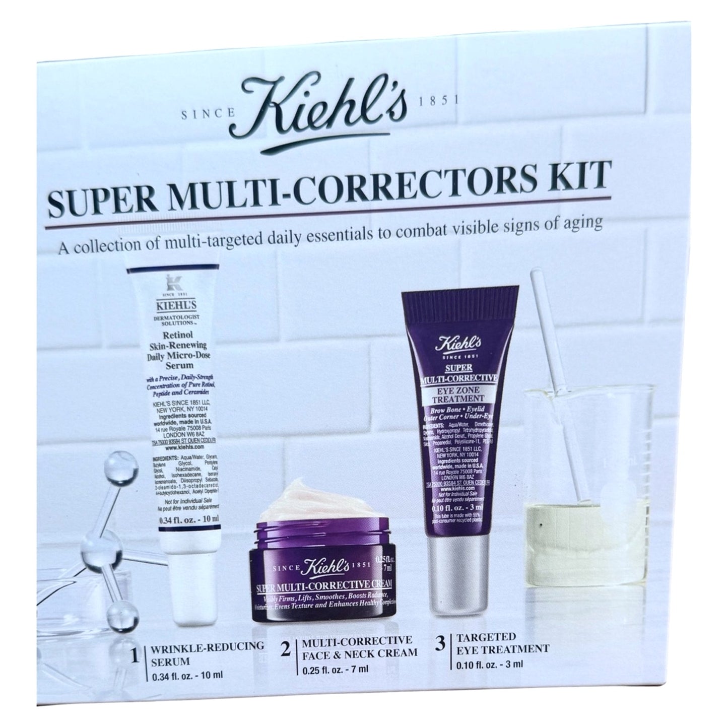 Kiehl’s Super Multi-Correctors Kit NIB Retinol Serum Travel Size Set