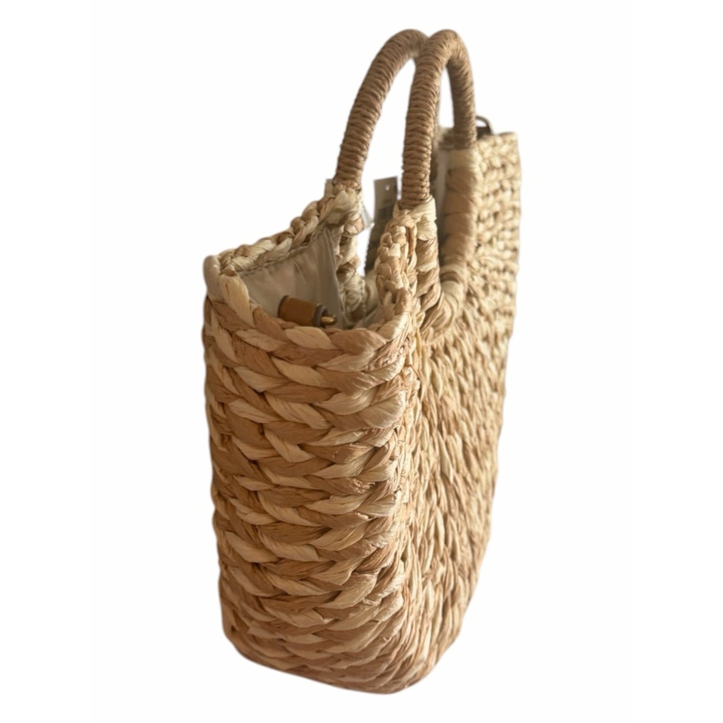 Straw Woven Tote Bag Top Handle + Crossbody Summer Beach Resort Bag NWT