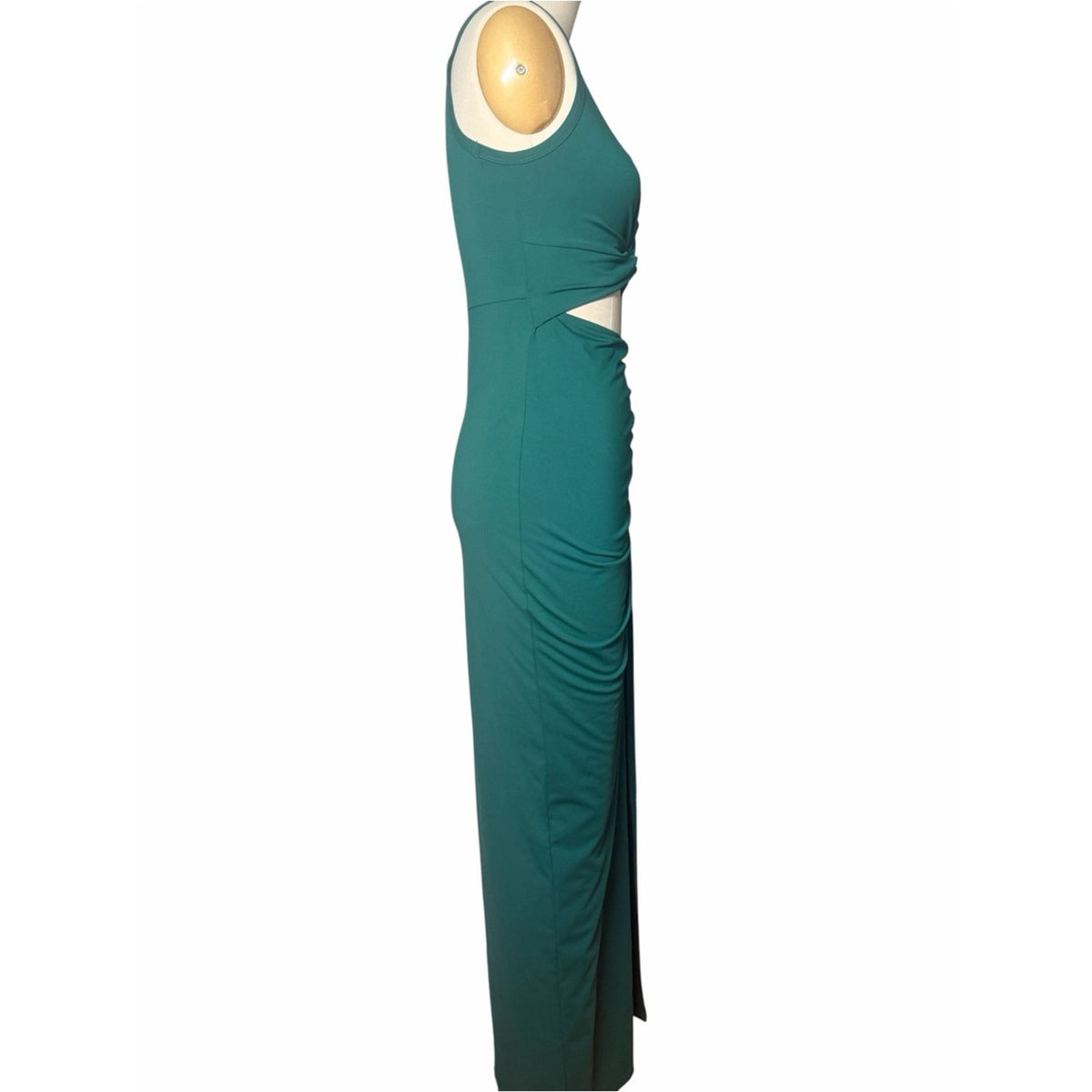 Halara Rainforest Green Cutout Ruched Drawstring Maxi Dress Size S