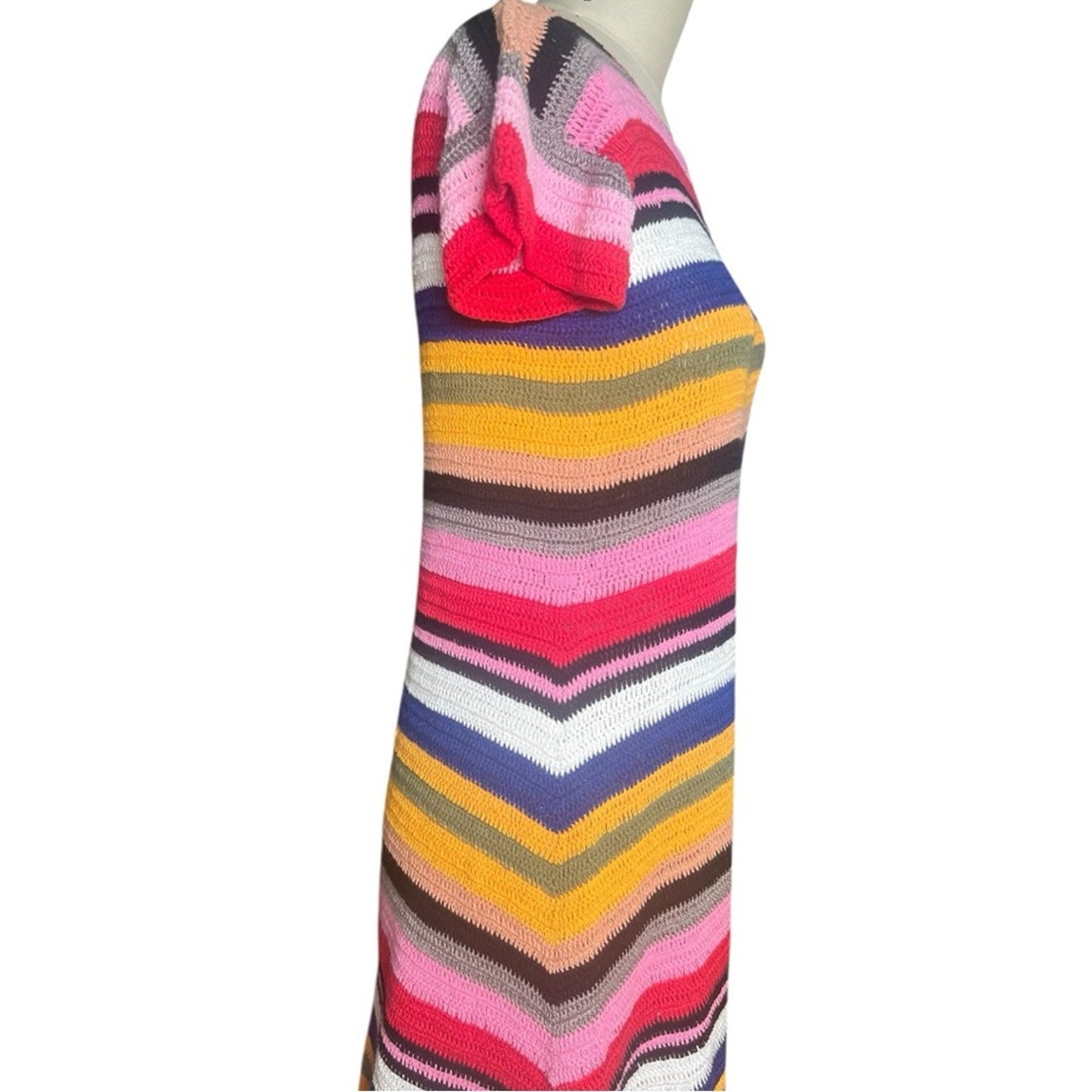 Festival Multi Colored Crochet Dress Size M