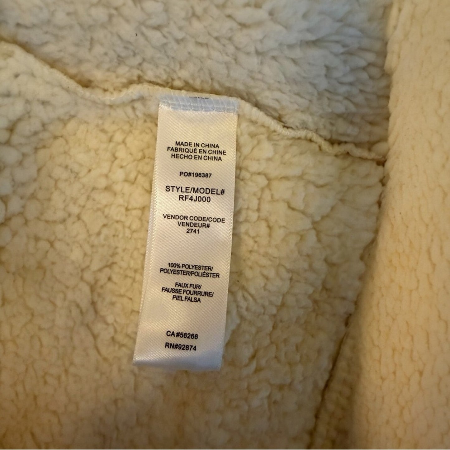 Splendid Collection Cream Sherpa Jacket XS NWT Cozy Teddy Zip Coat