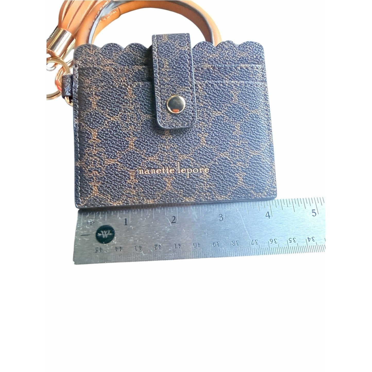 Nanette Lepore Alli Logo Card Holder Wallet Wristlet Bangle Brown NWT