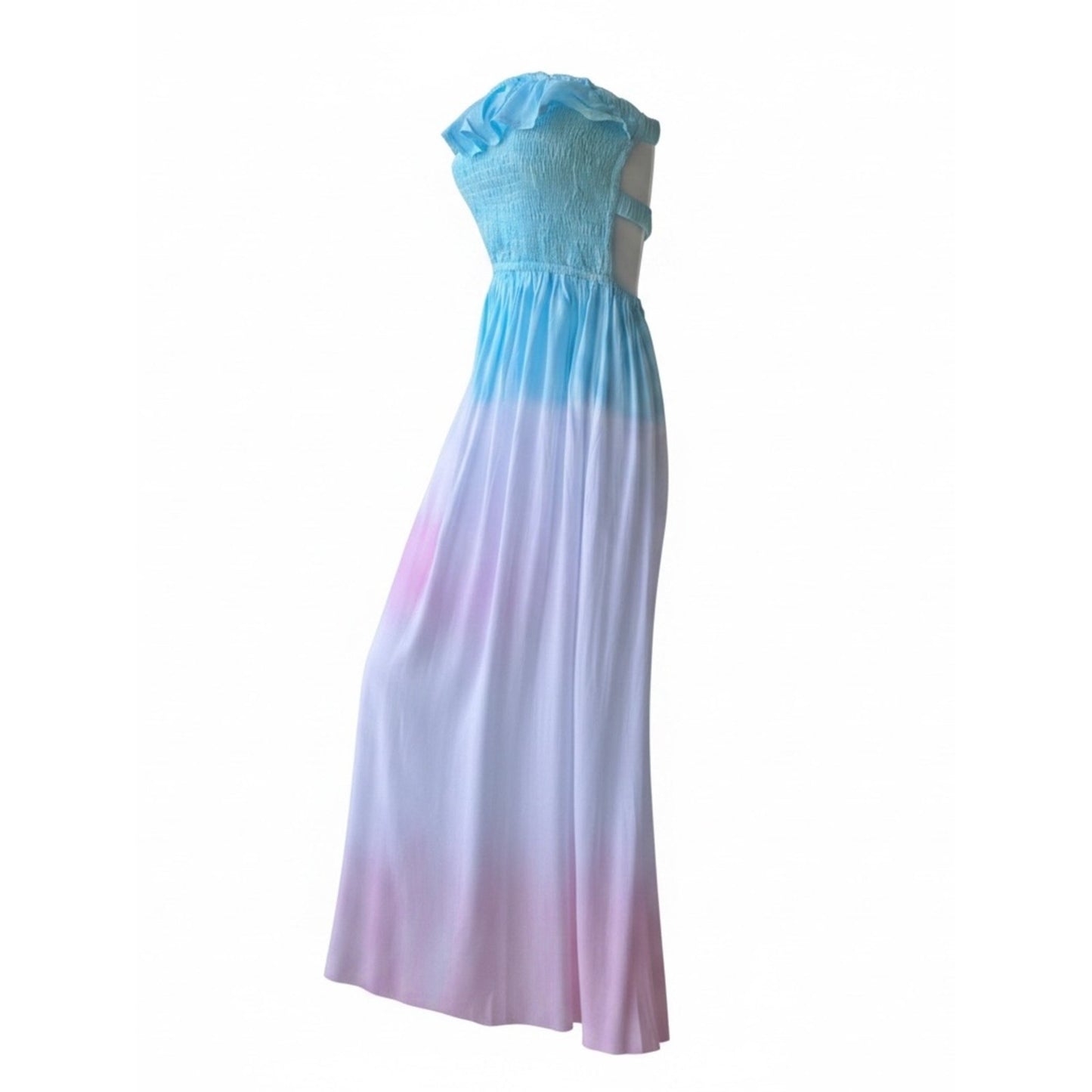 Tiare Hawaii NWT Blue Ombré Strapless Smocked Maxi Dress One Size M/L