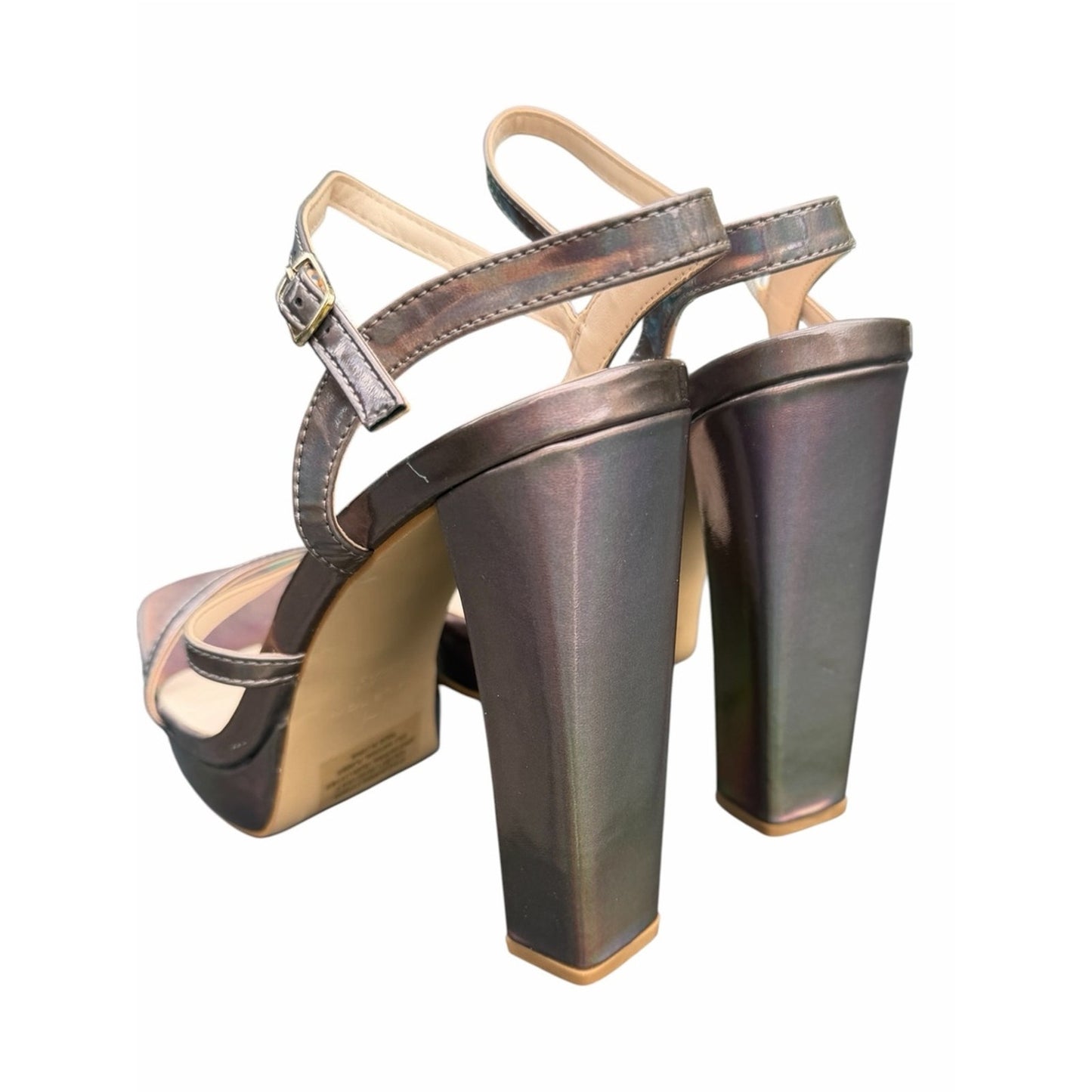 HALSTON Sardinia Pewter Metallic Platform Heels Sandals NIB Size 11