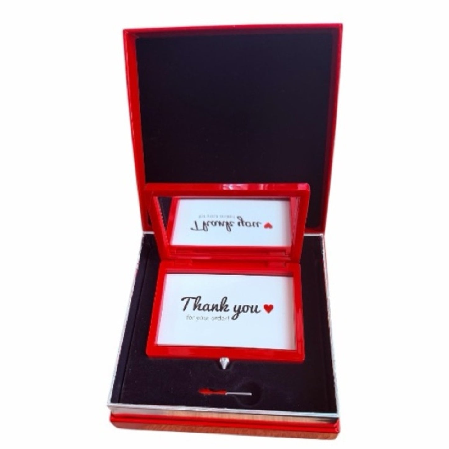 Christian Louboutin Red & Silver Studded Case & Key NWB