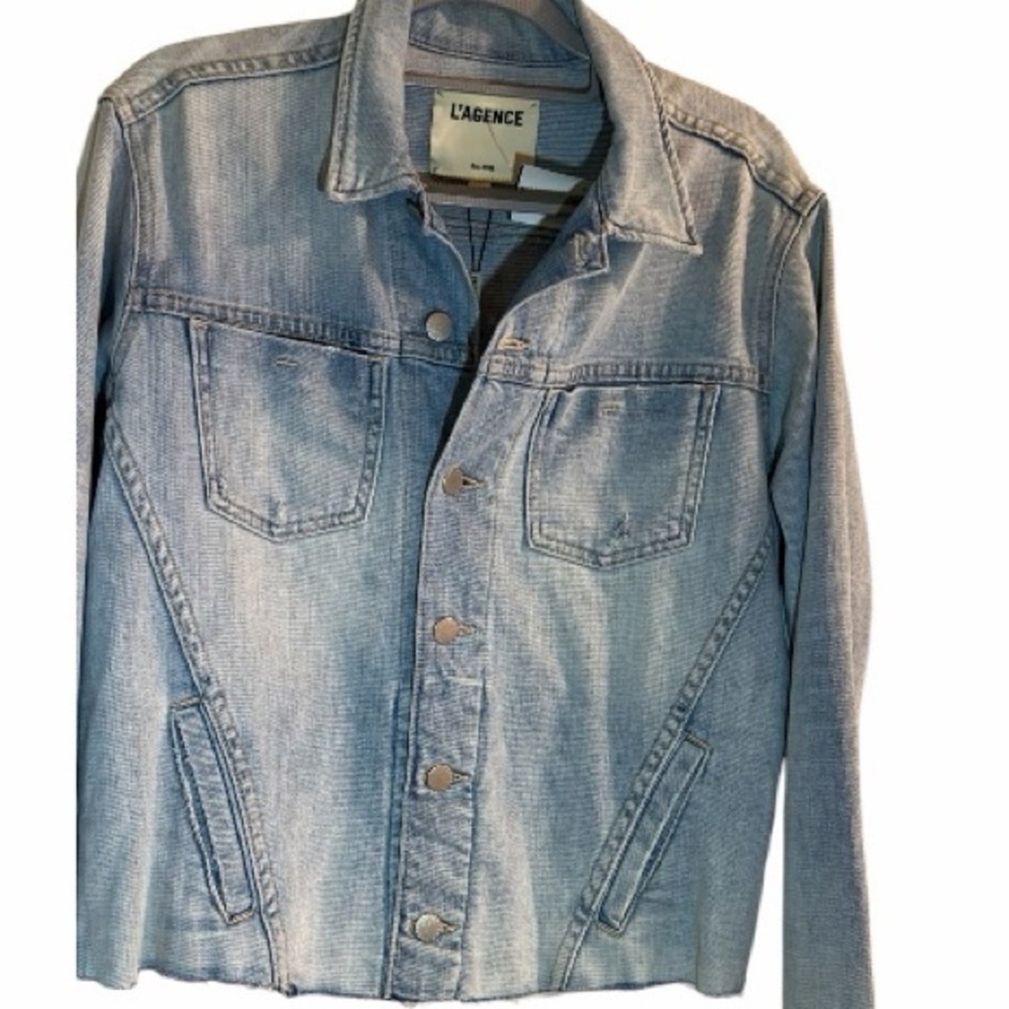 L'AGENCE Slim Raw Jean Jacket Janelle Size Large NWT