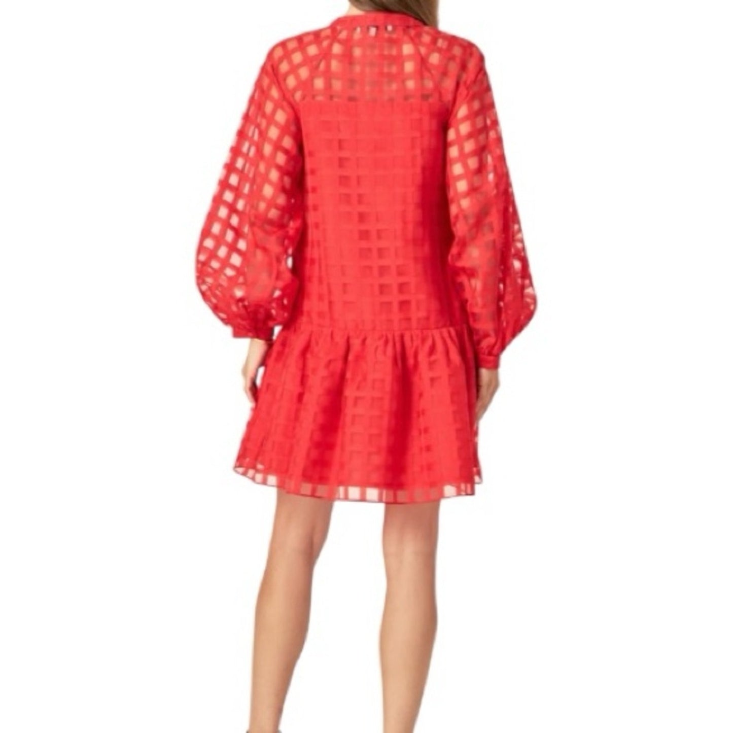 NWT Tuckernut Red Sheer Organza Checkered Mini Dress Women's Size M