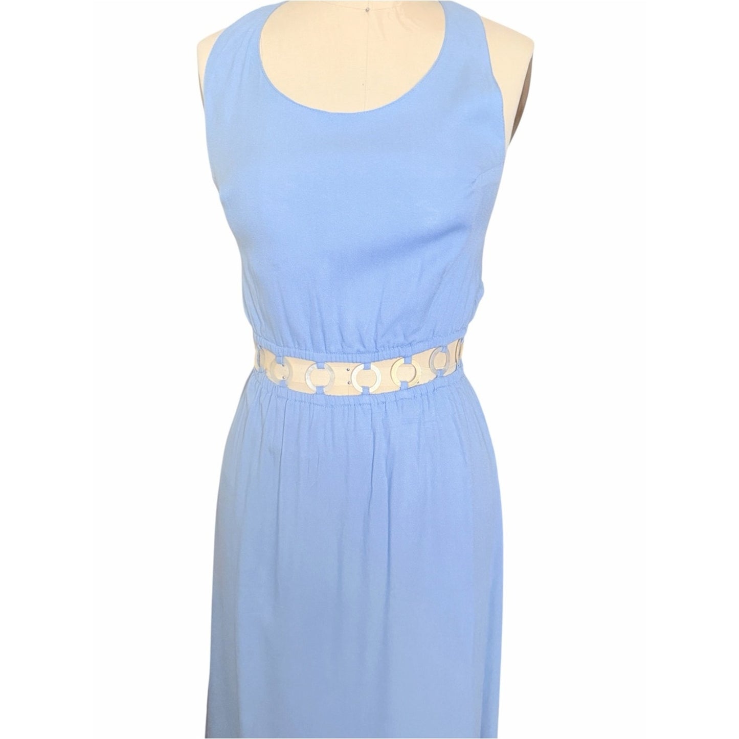 Tiare Hawaii Tidal Wave Maxi Dress Blue Medium | Mother of Pearl Shell Cutouts Med