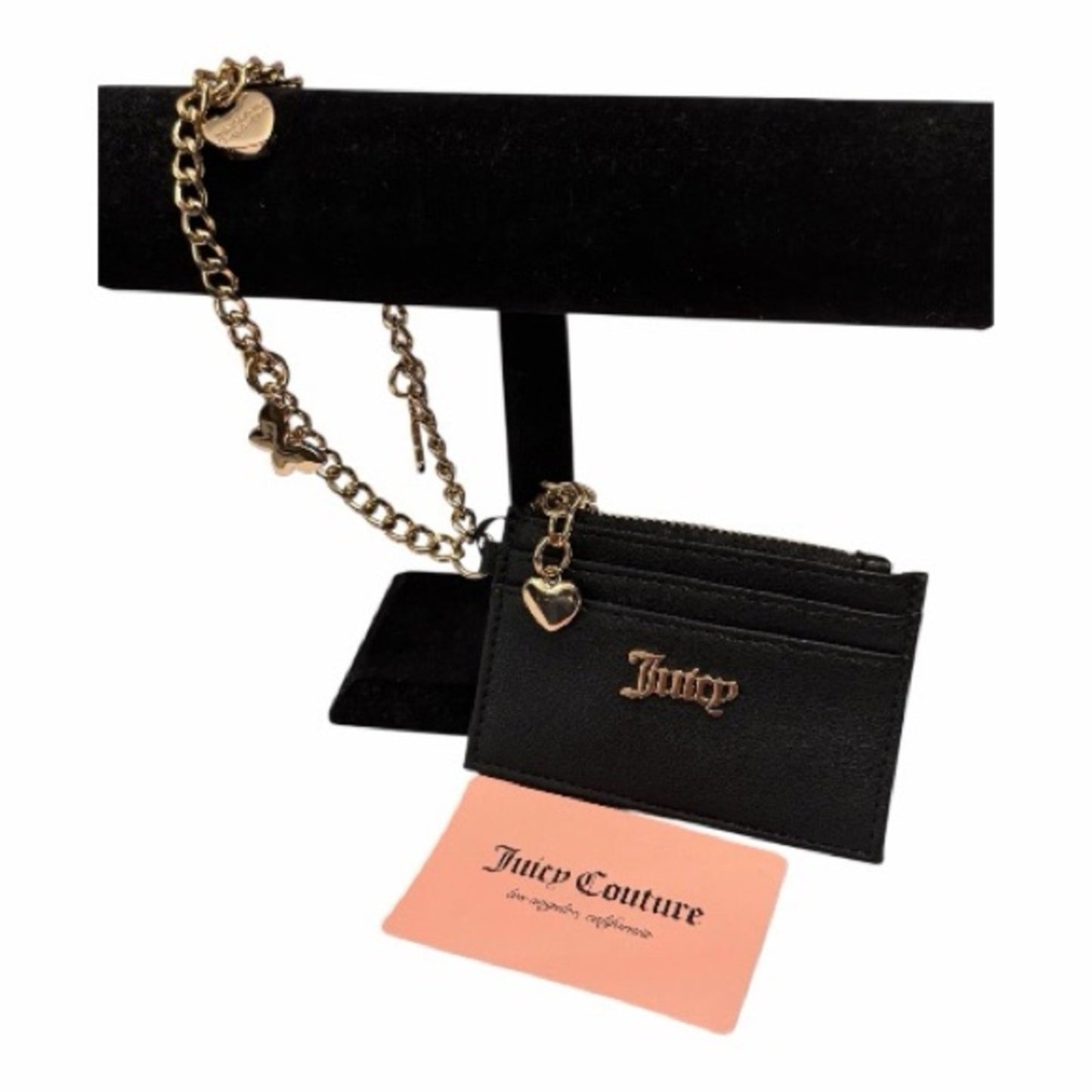 Juicy Couture Black Card Holder with Gold Accents