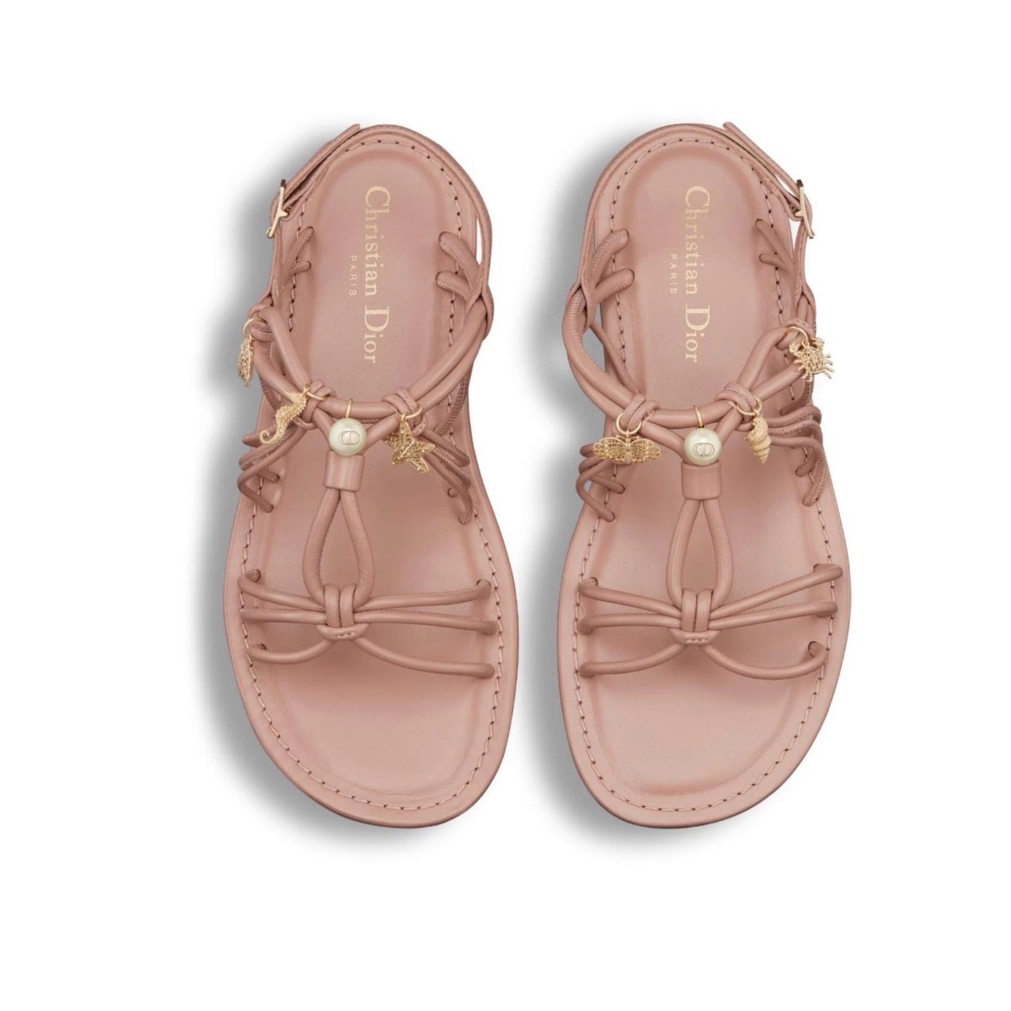 Christian Dior Lambskin Charm Sandals Dark Rose 35.5 NIB