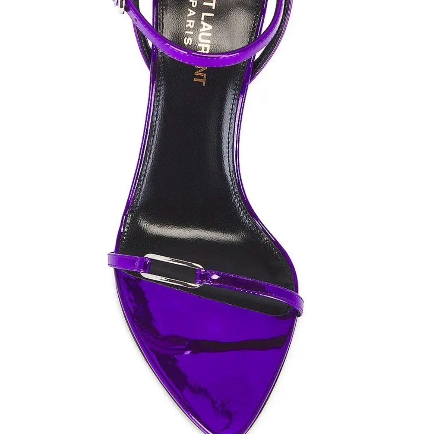 Saint Laurent Kitty 75 Metallic Plum Violet Sandals Heels 38.5 NIB