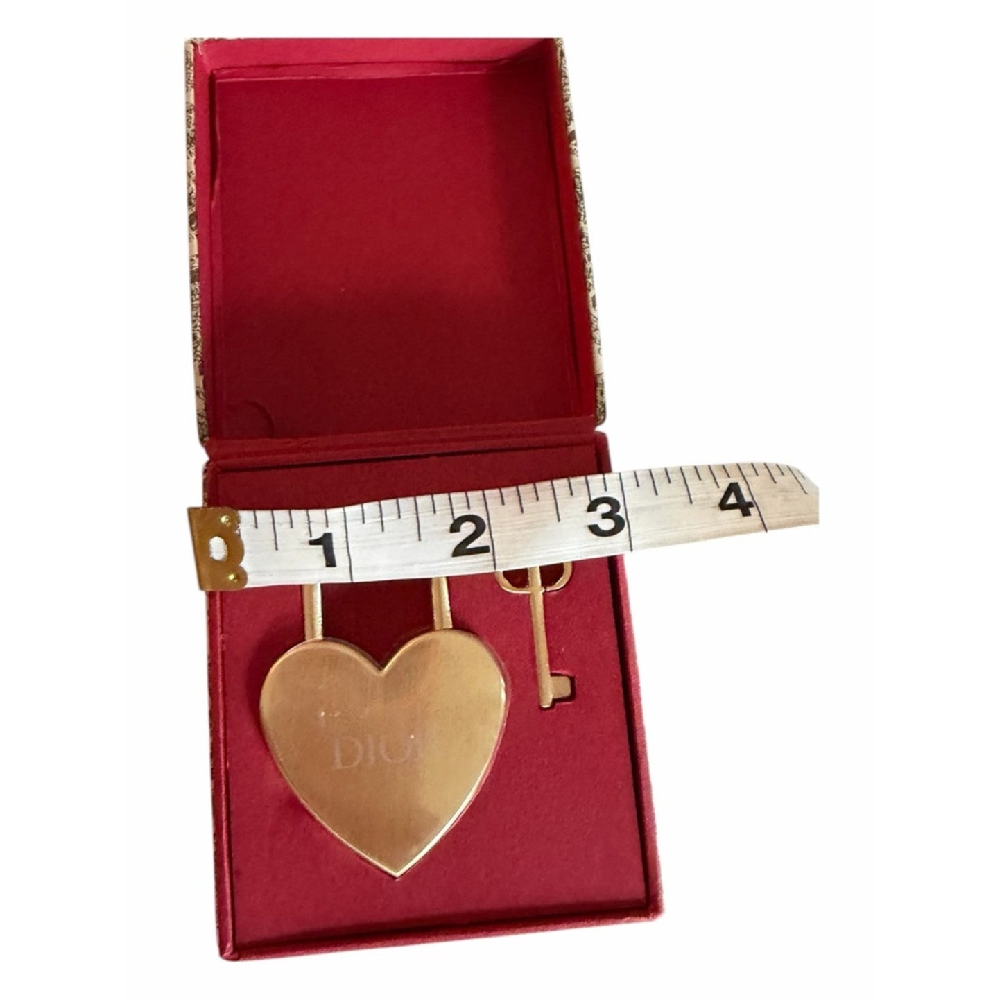 Christian Dior Heart Lock & Key Collectible Gold Tone Rare w Original Box