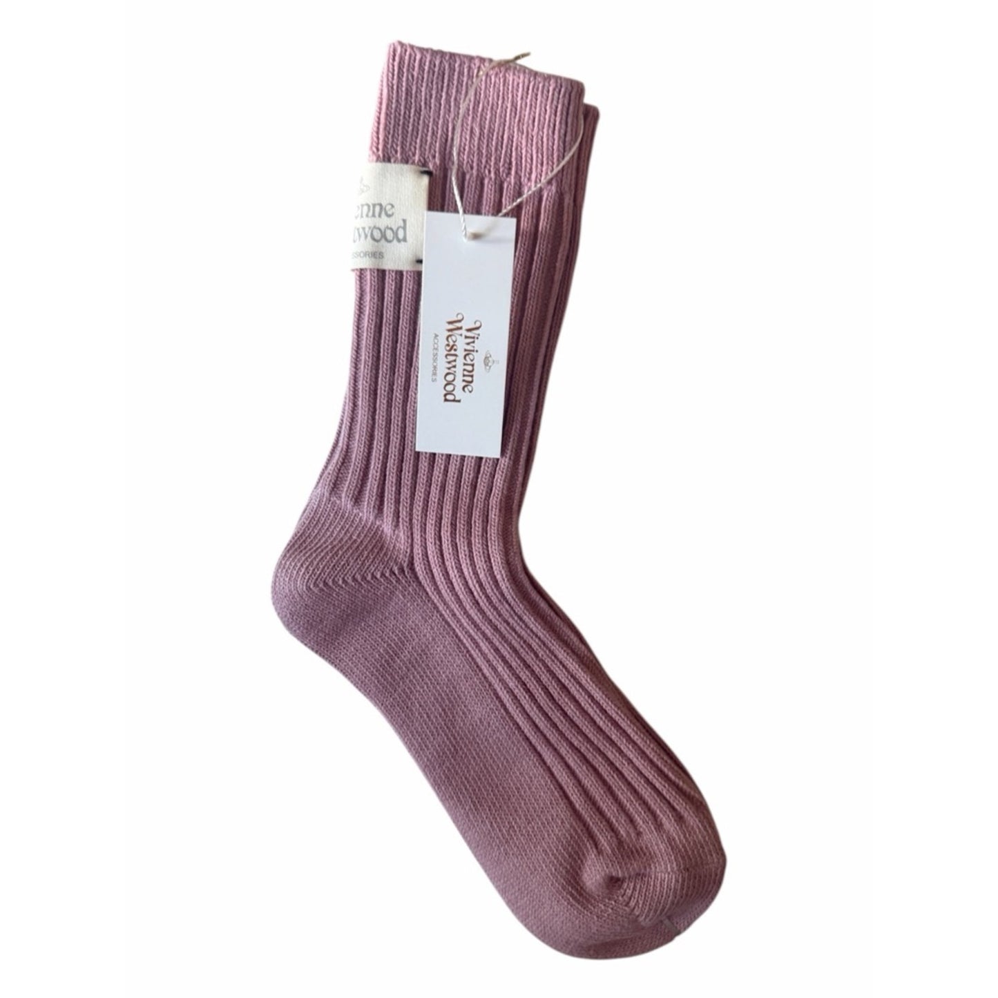 Vivienne Westwood Ribbed Crew Socks NWT Designer Mauve Women’s Socks Size 6-8.5