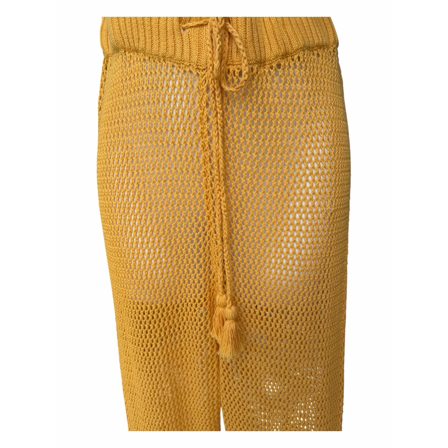 Space Los Cabos Crochet Cover-Up Pants XL NWT Mustard 100% Cotton Beach Resort