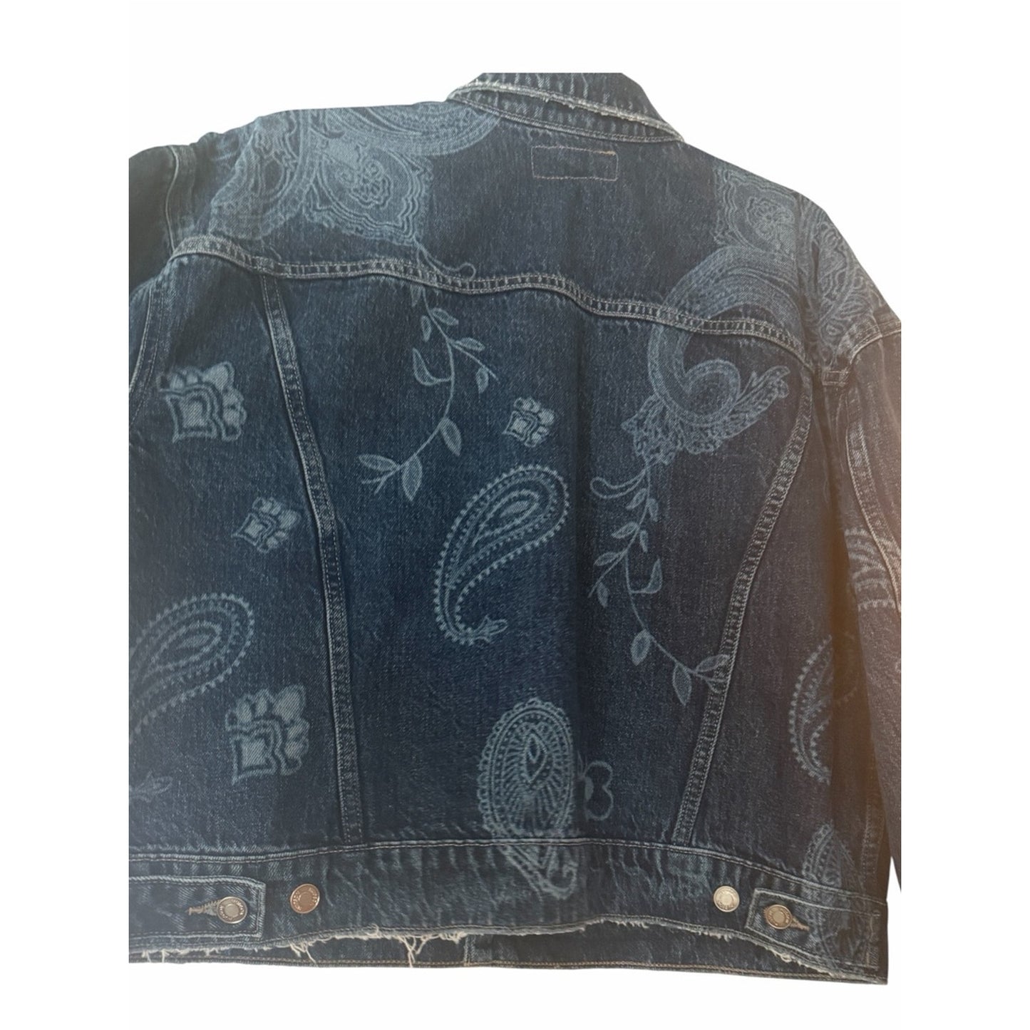 HUDSON Paisley Print Boyfriend Trucker Denim Jacket NWT Medium