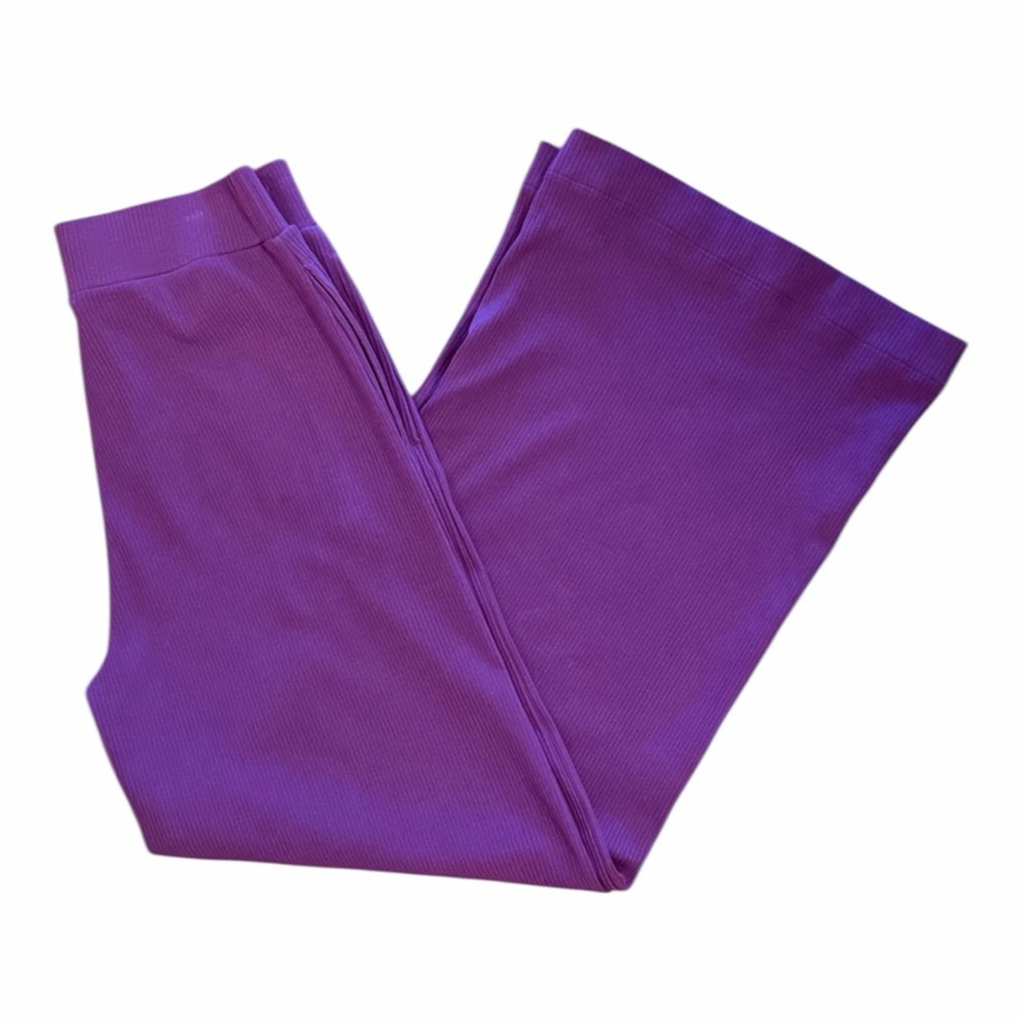 Terez Electric Purple Ribbed Wide Leg Pants Statement Lounge Dopamine Dressing