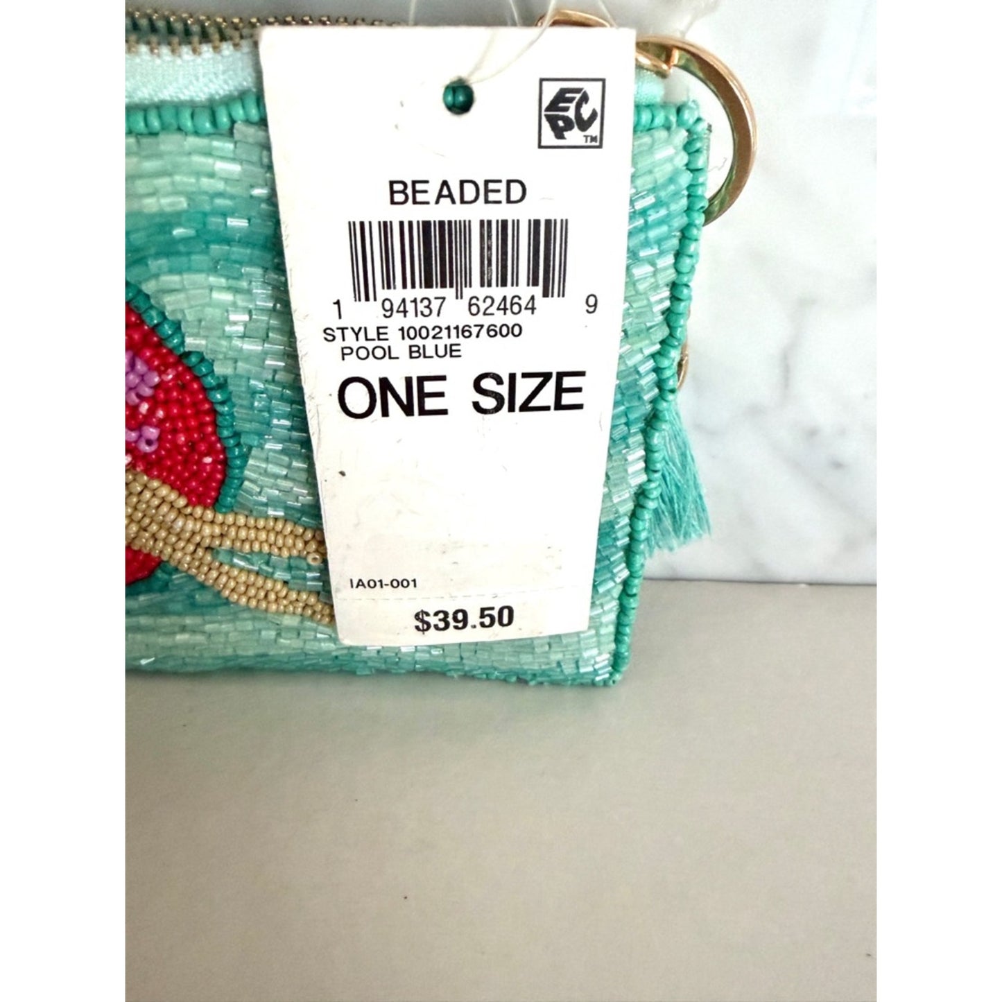 Beaded Coin Purse Mini Clutch Wristlet Style Zip Tassel Bag Coquette Girl NWT